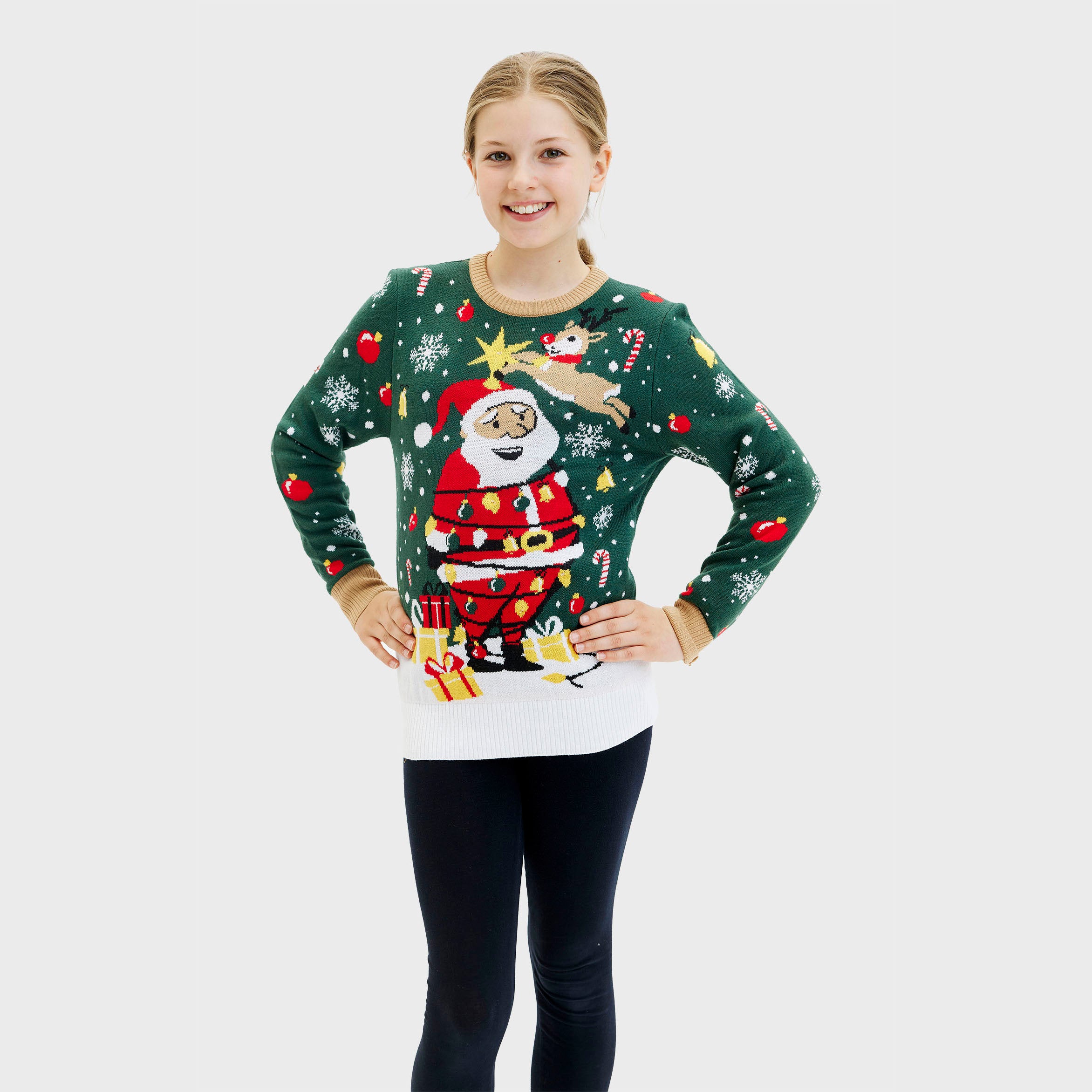Santa Christmas Star i grøn til børn