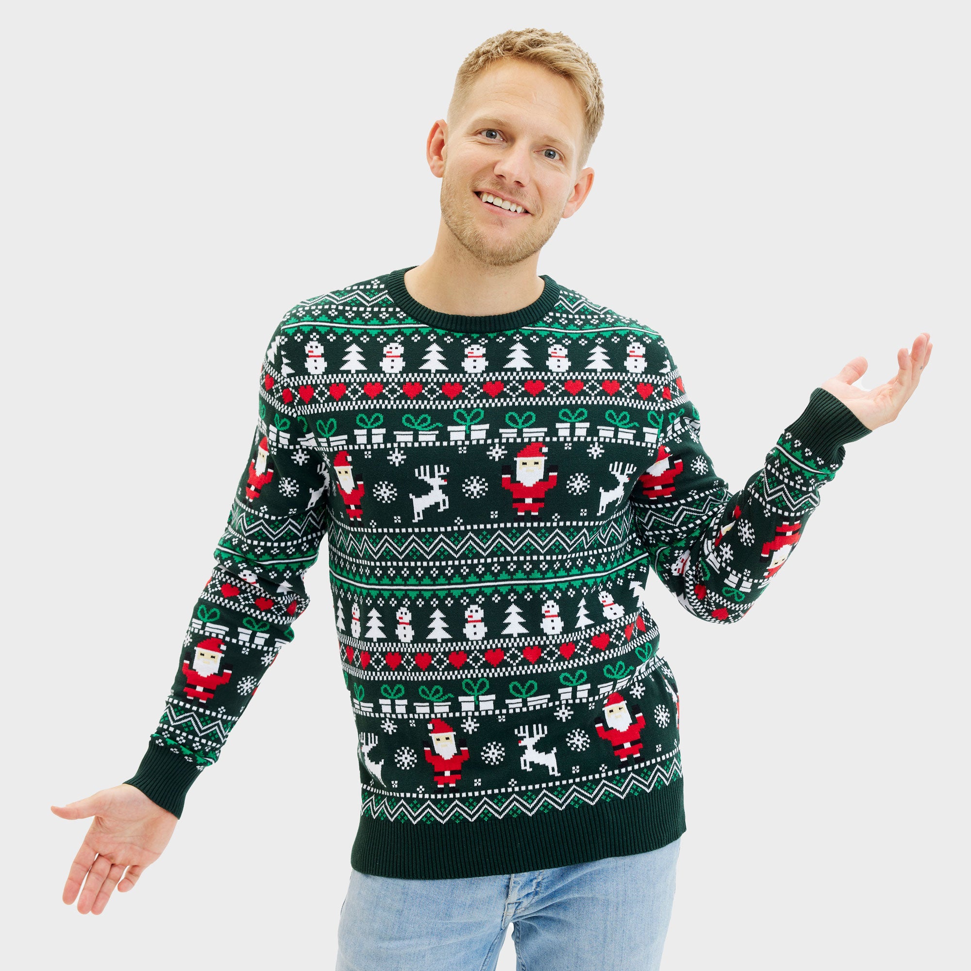 Den Fine Julesweater i grøn til herre