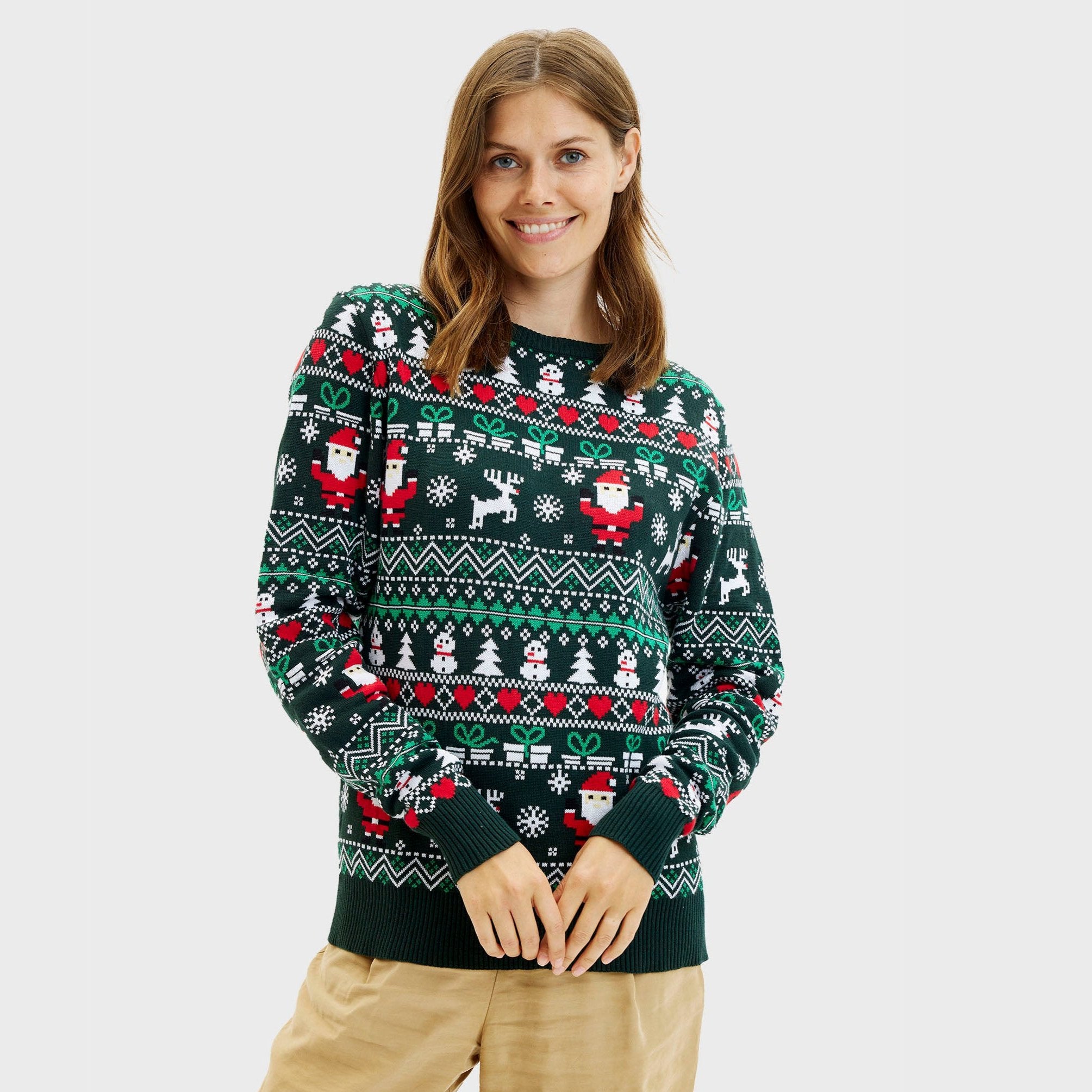 Den Fine Julesweater i grøn til dame