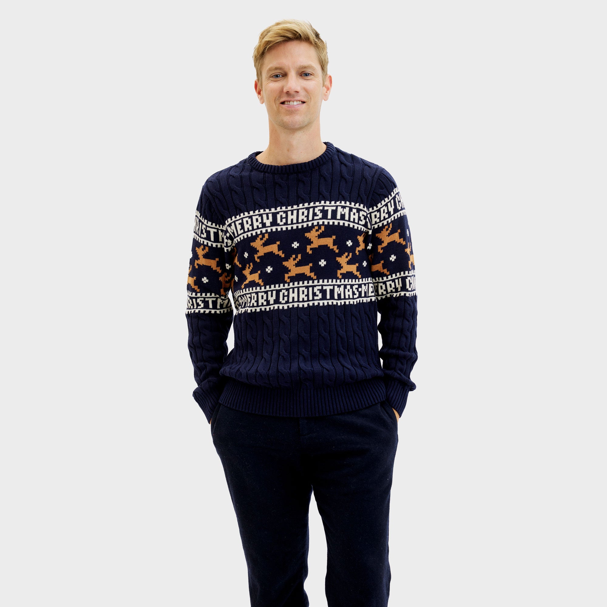 Den Elegante Julesweater Blå til herre