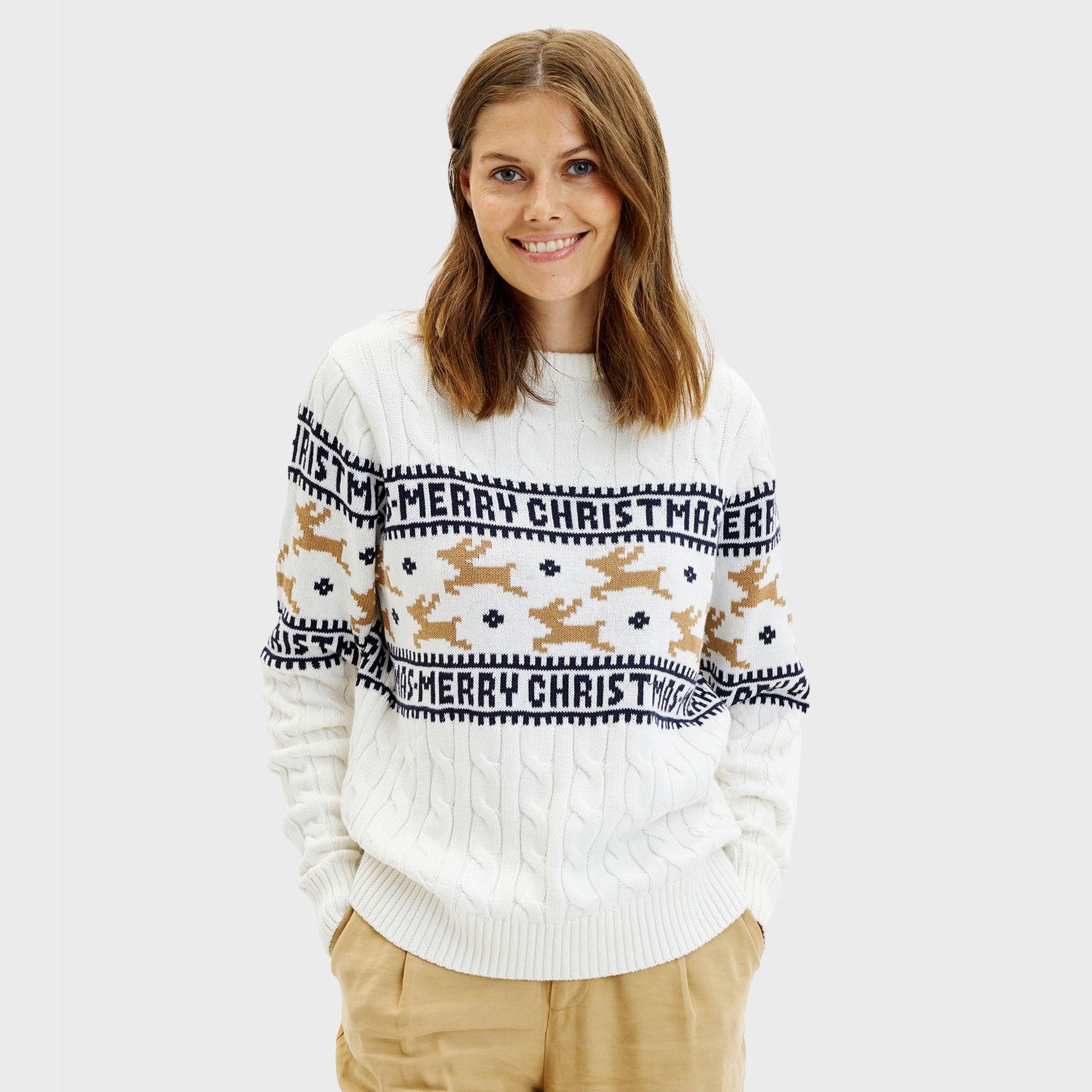 Den Elegante Julesweater Hvid til dame