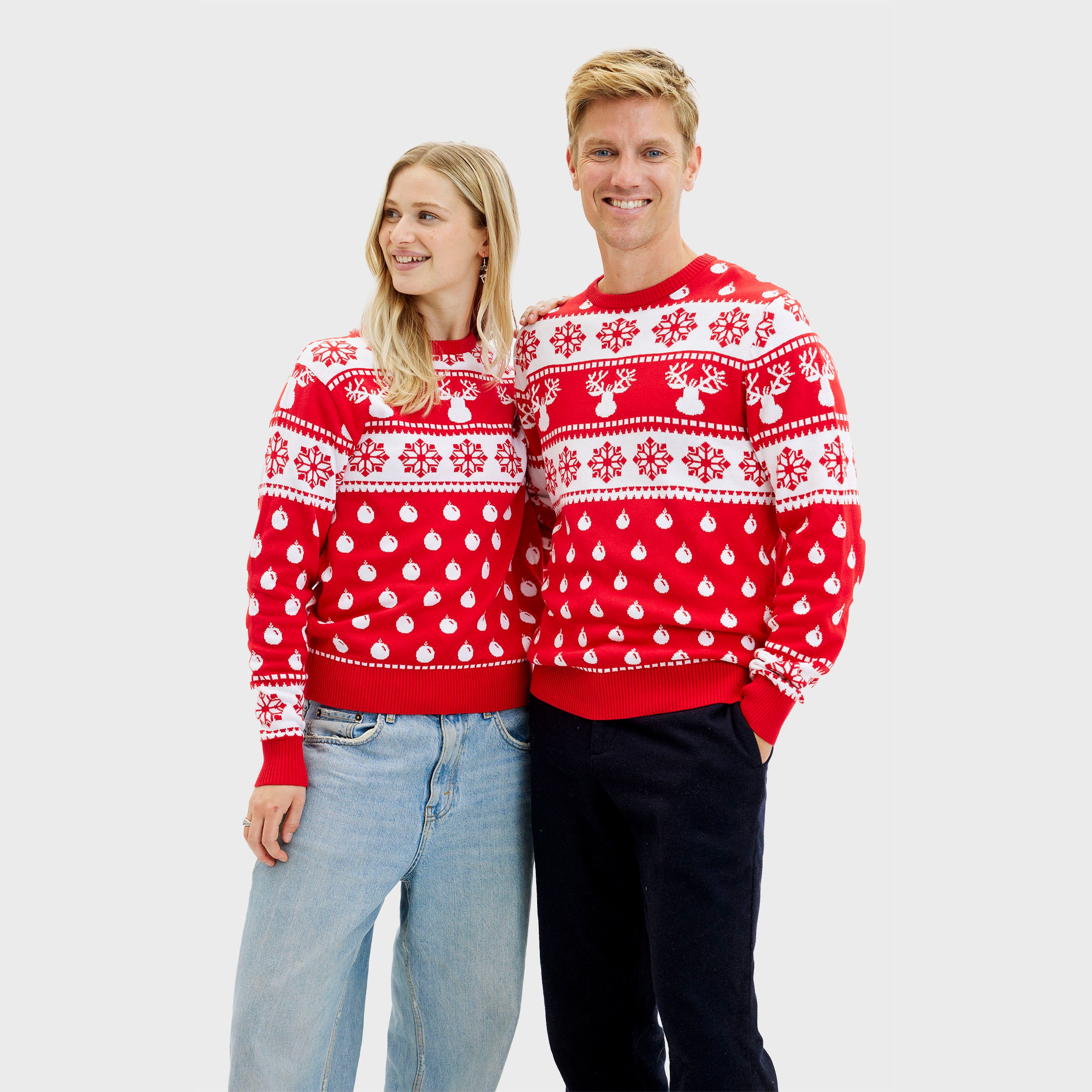 Den Klassiske Julesweater Rød - Dame.