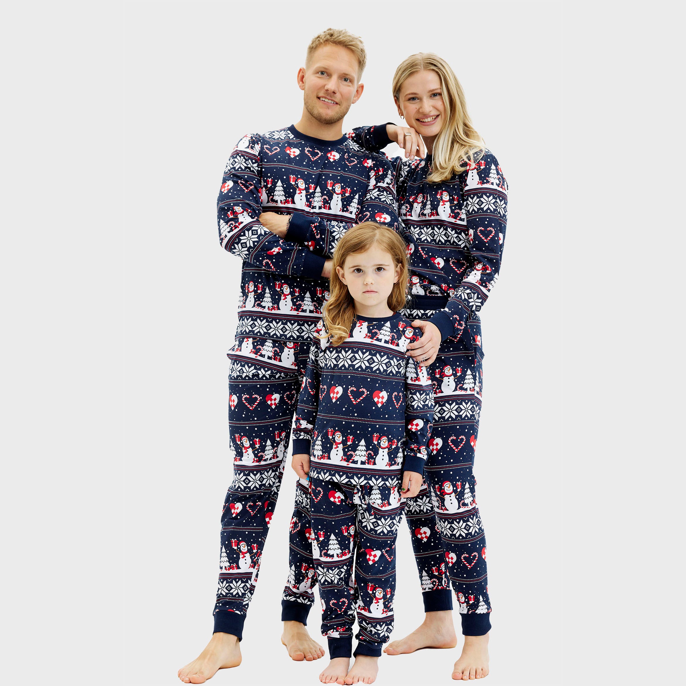 Julehjerte julepyjamas i blå til dame