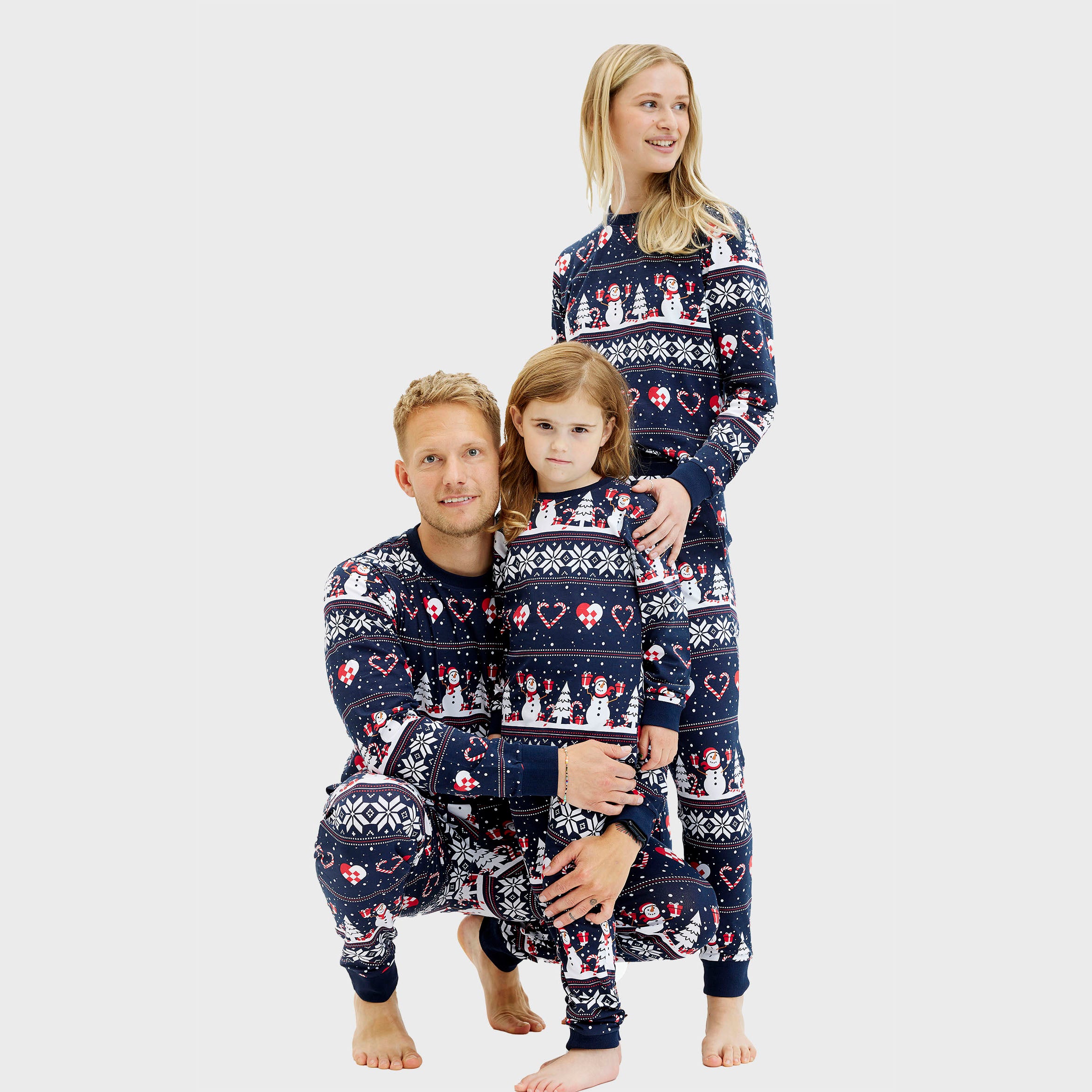 Julehjerte julepyjamas i blå til herre