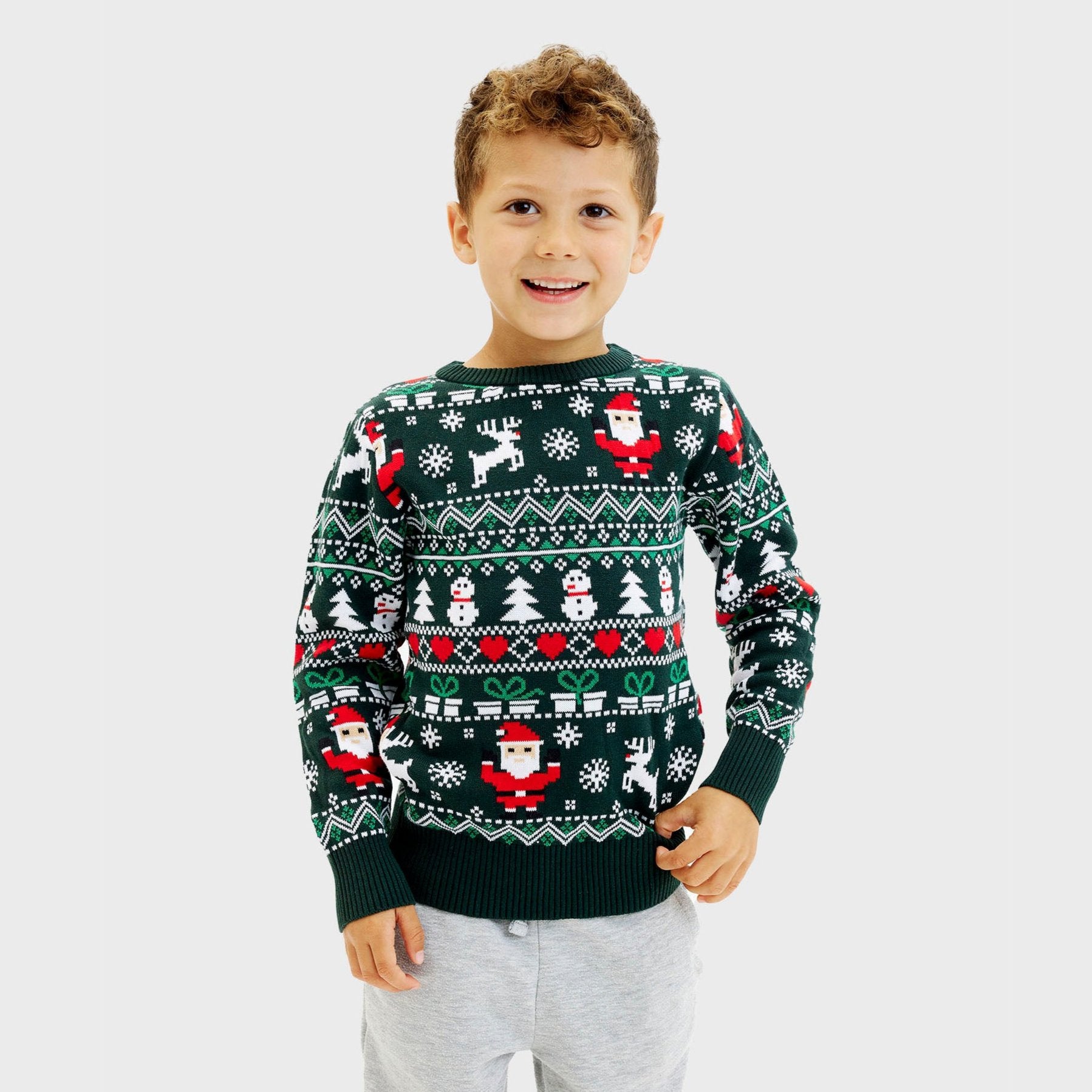 Den Fine Julesweater i grøn til børn