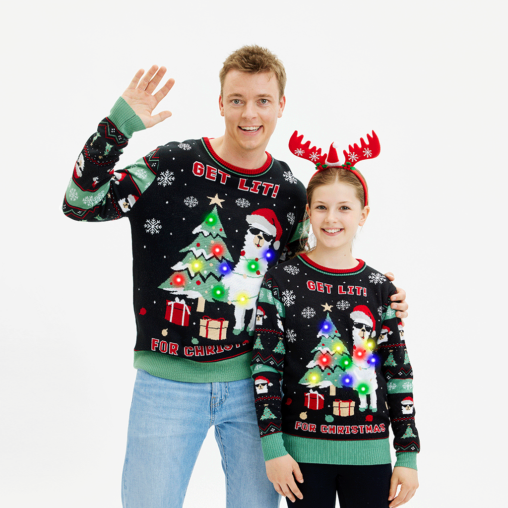 Get Lit Llama Christmas Sweater - Dame
