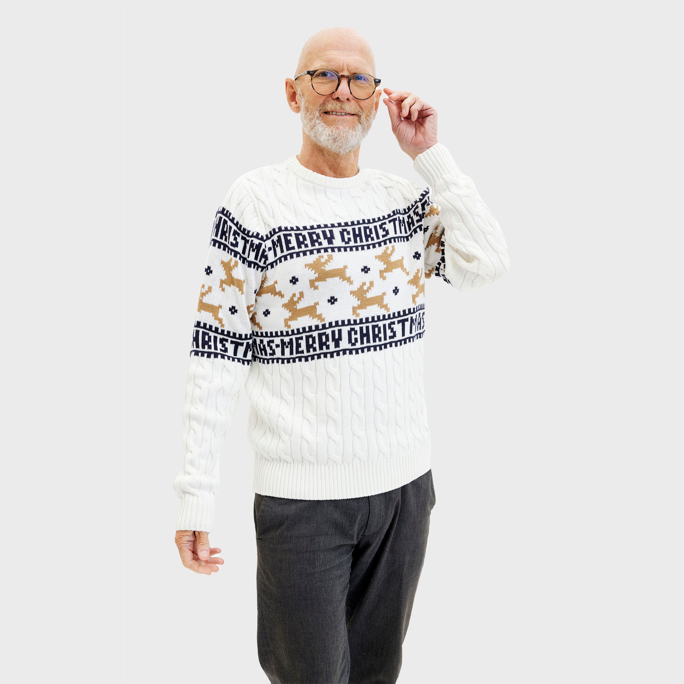 Den Elegante Julesweater Hvid til herre
