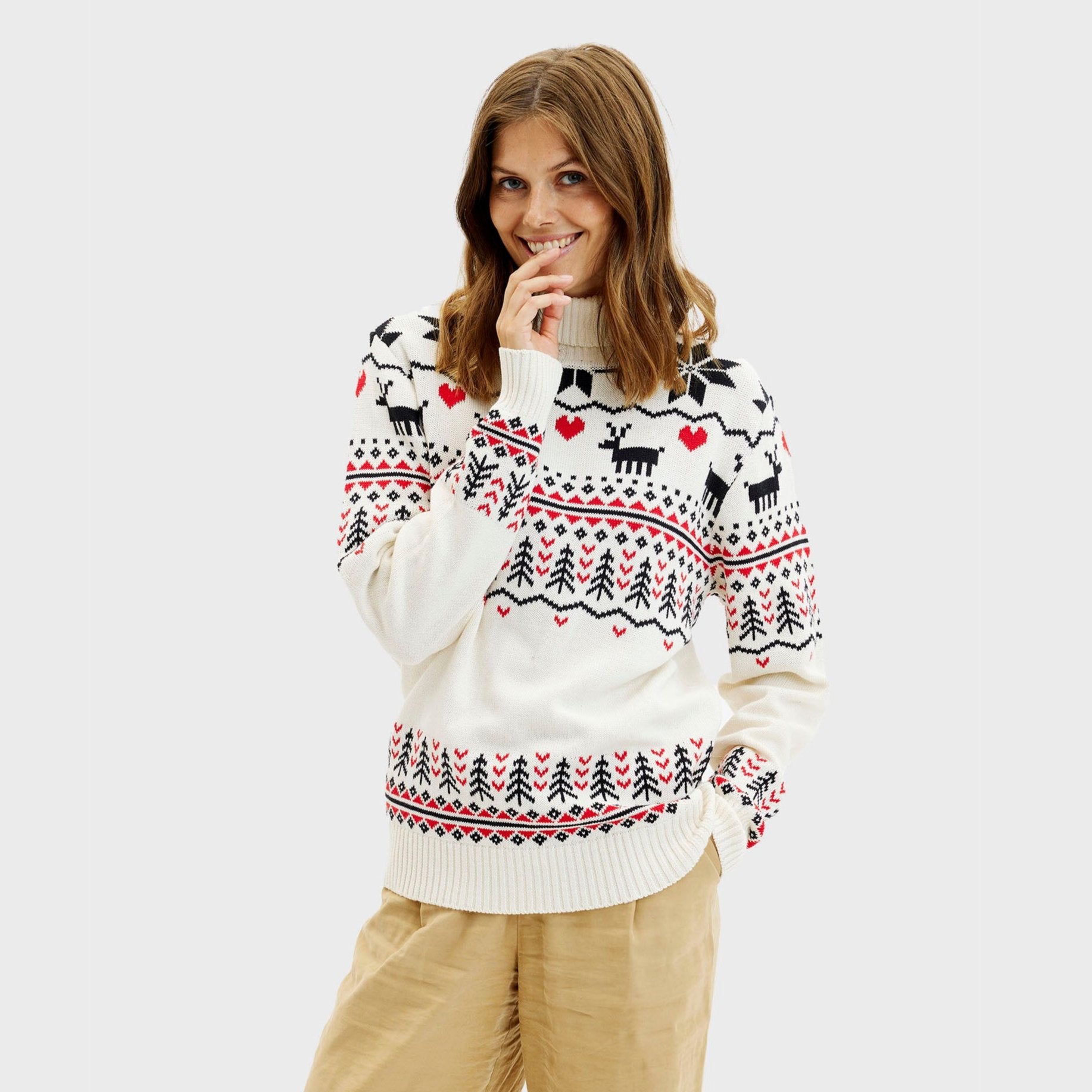 The Greenlandish Christmas Sweater i hvid til dame