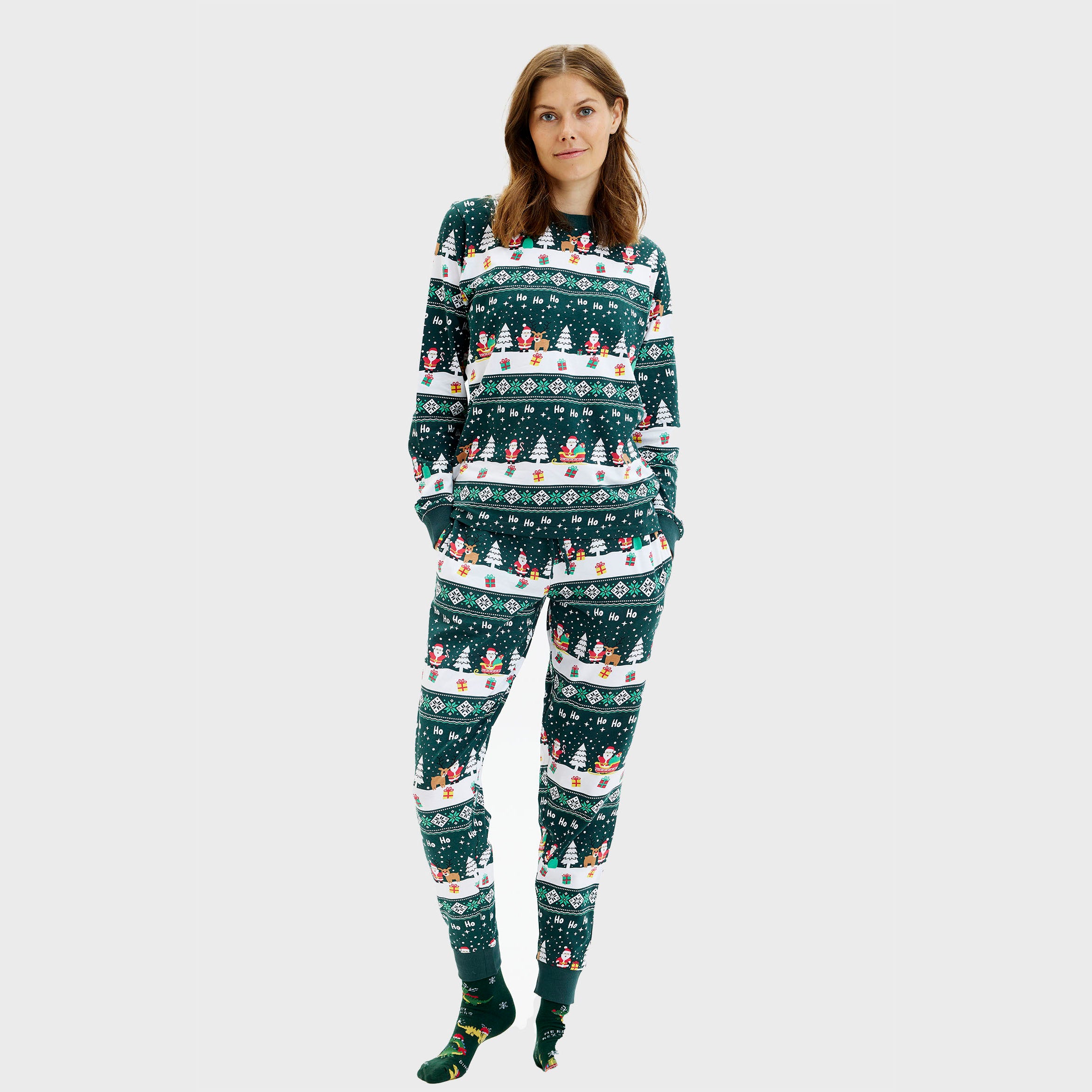 The Jolly Good julepyjamas i grøn til dame