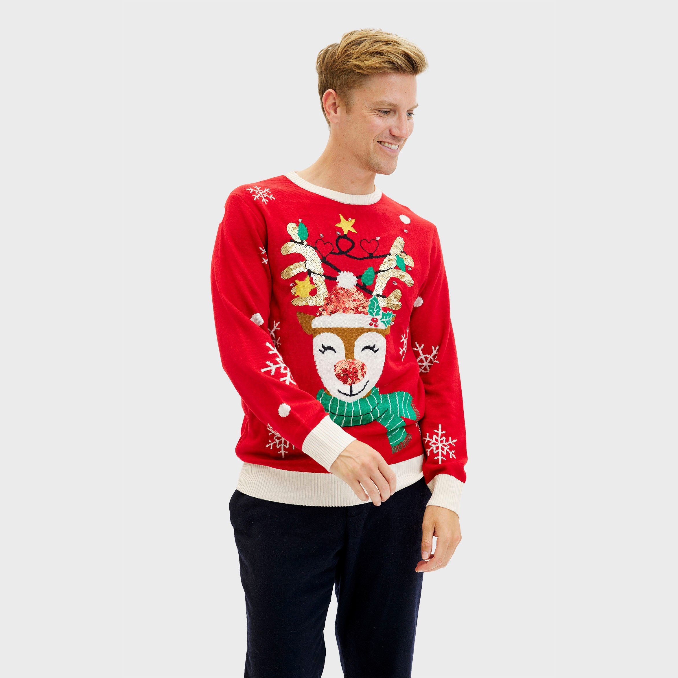 Det søde rensdyrs julesweater - Herre
