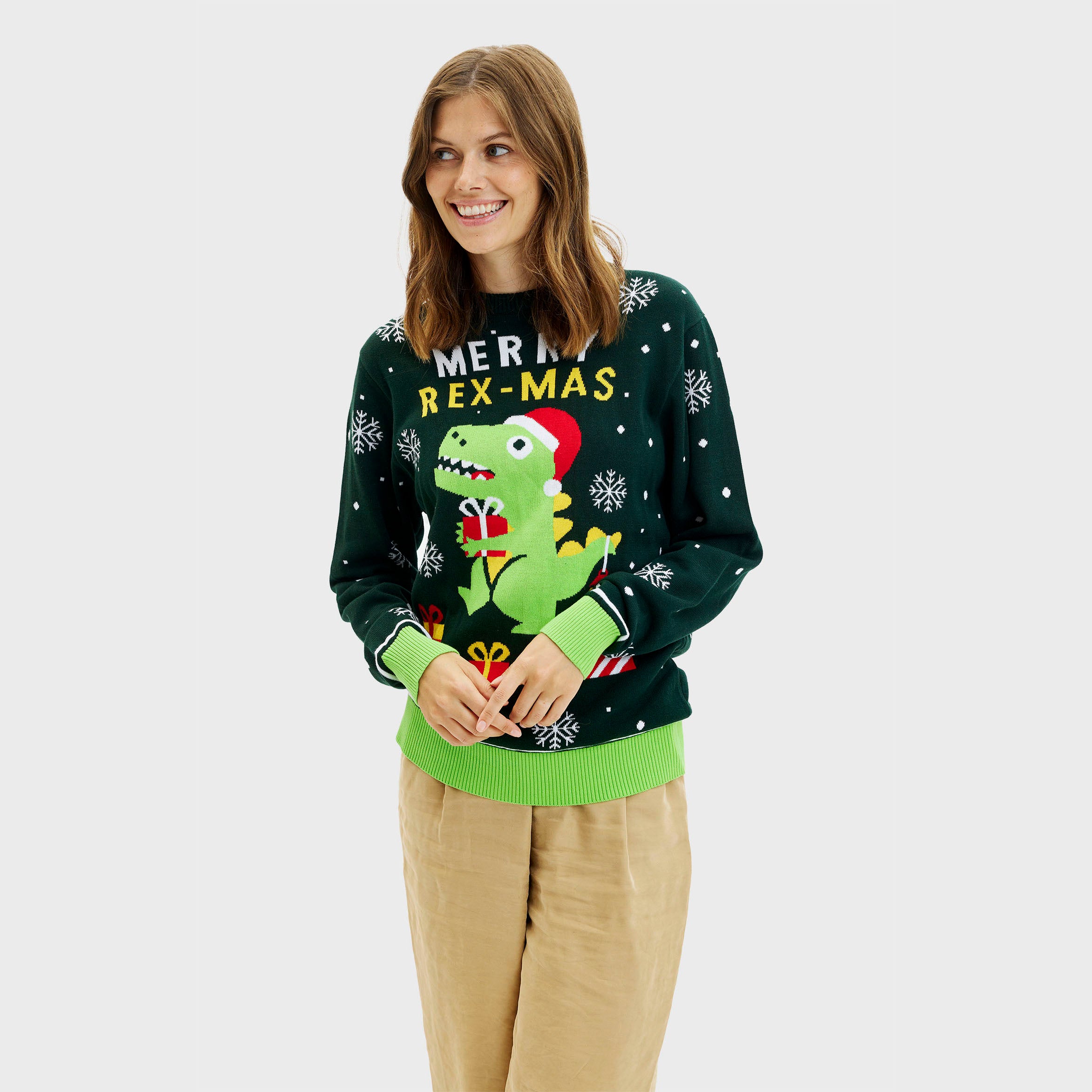 Søde dino julesweater - Dame.