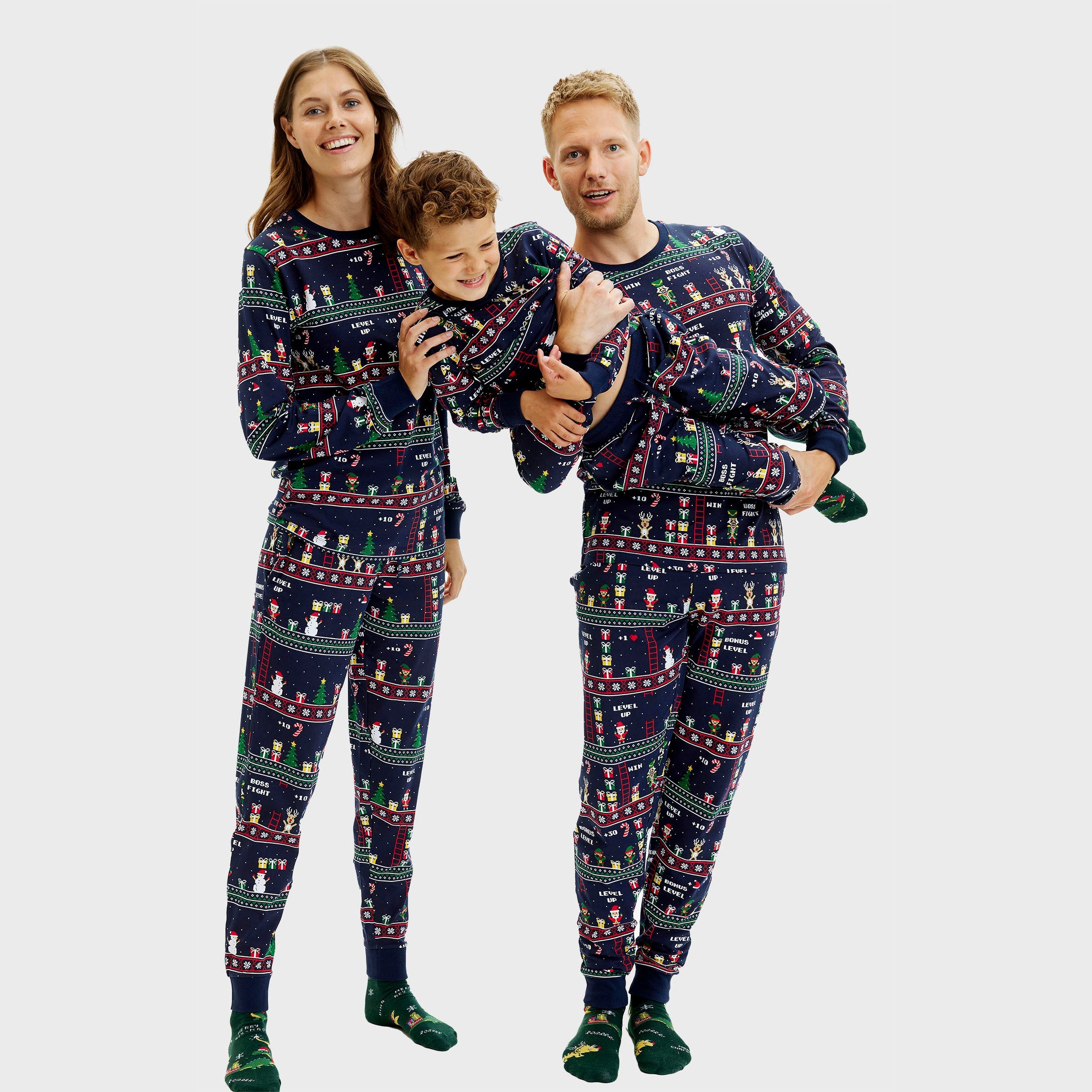 Vintage gamer pyjamas i blå til børn