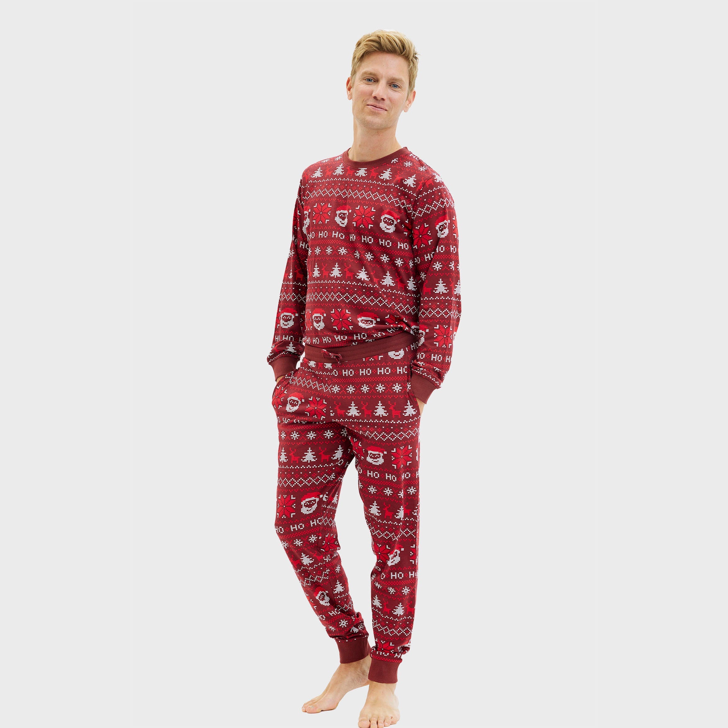 Ho ho ho julepyjamas i rød til herre