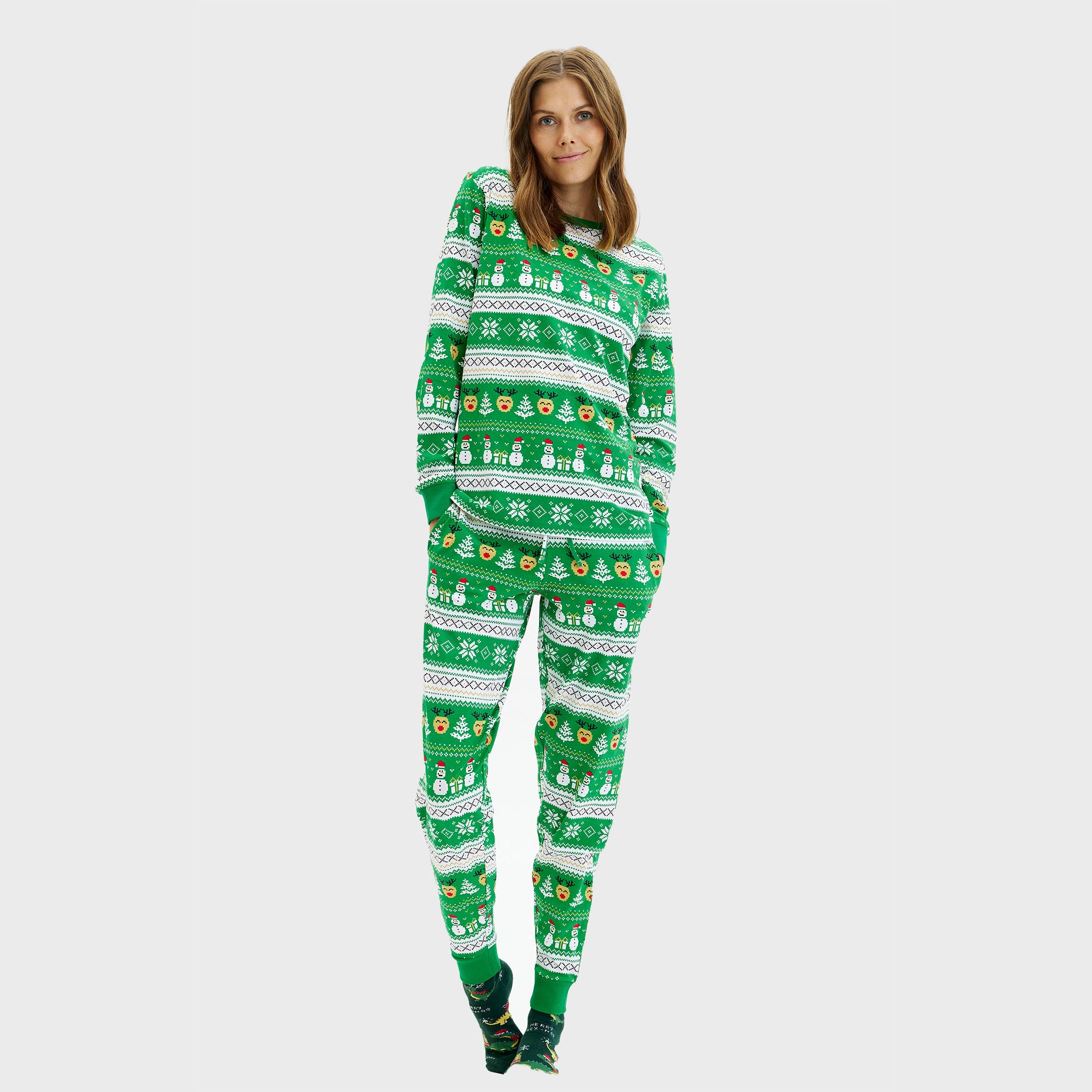 Ultimative julepyjamas grøn - Dame.