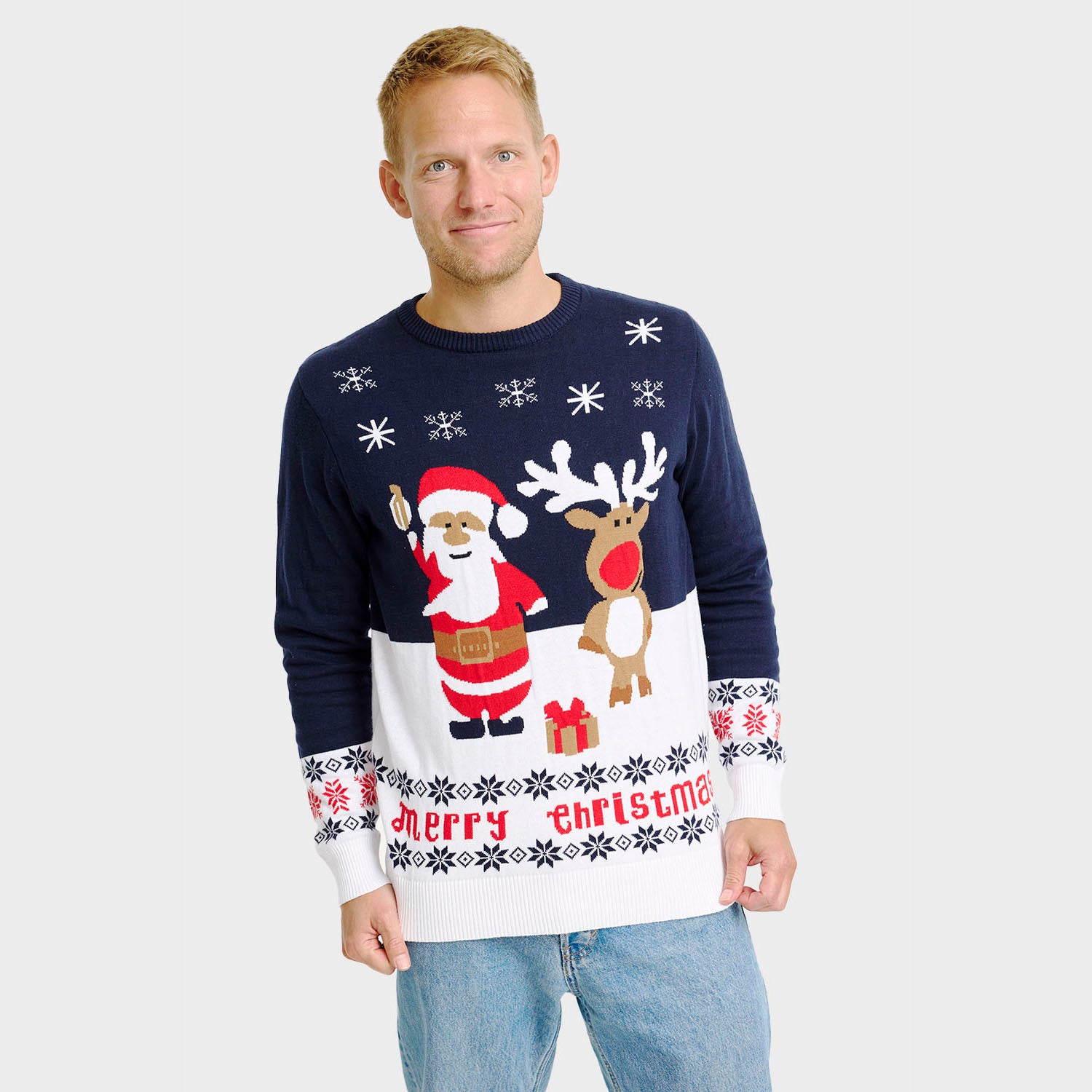 Den Ultimative Julesweater i blå til herre