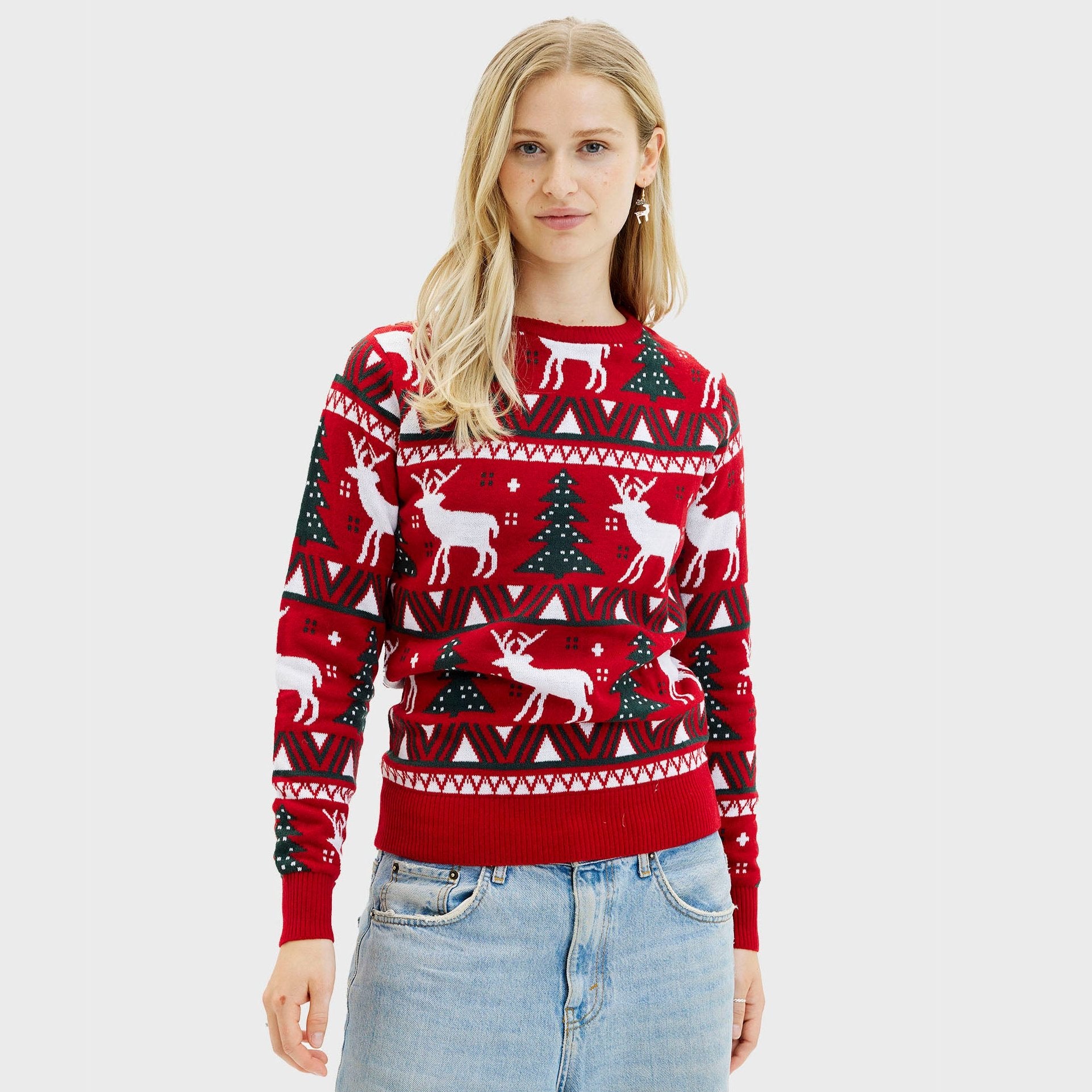 Julefrokost julesweater i rød til dame