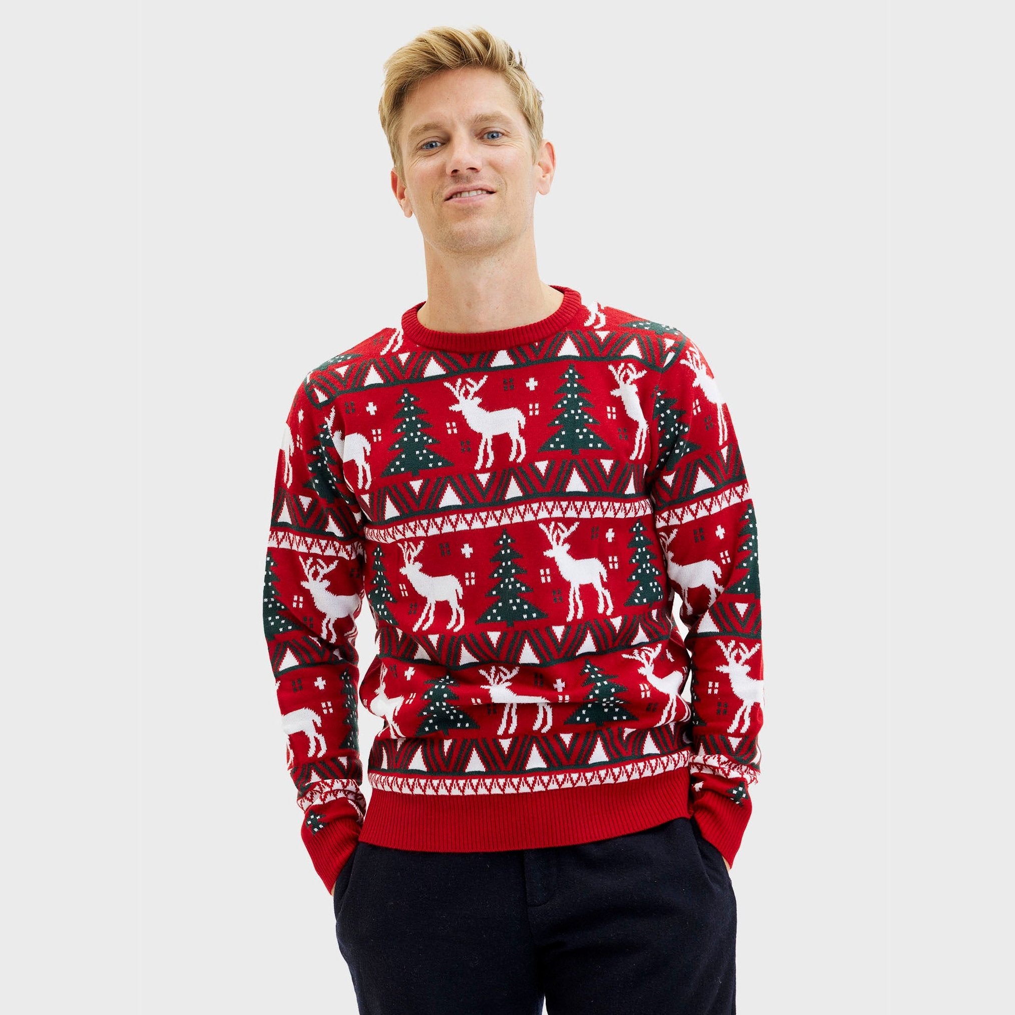 Julefrokost julesweater i rød til herre