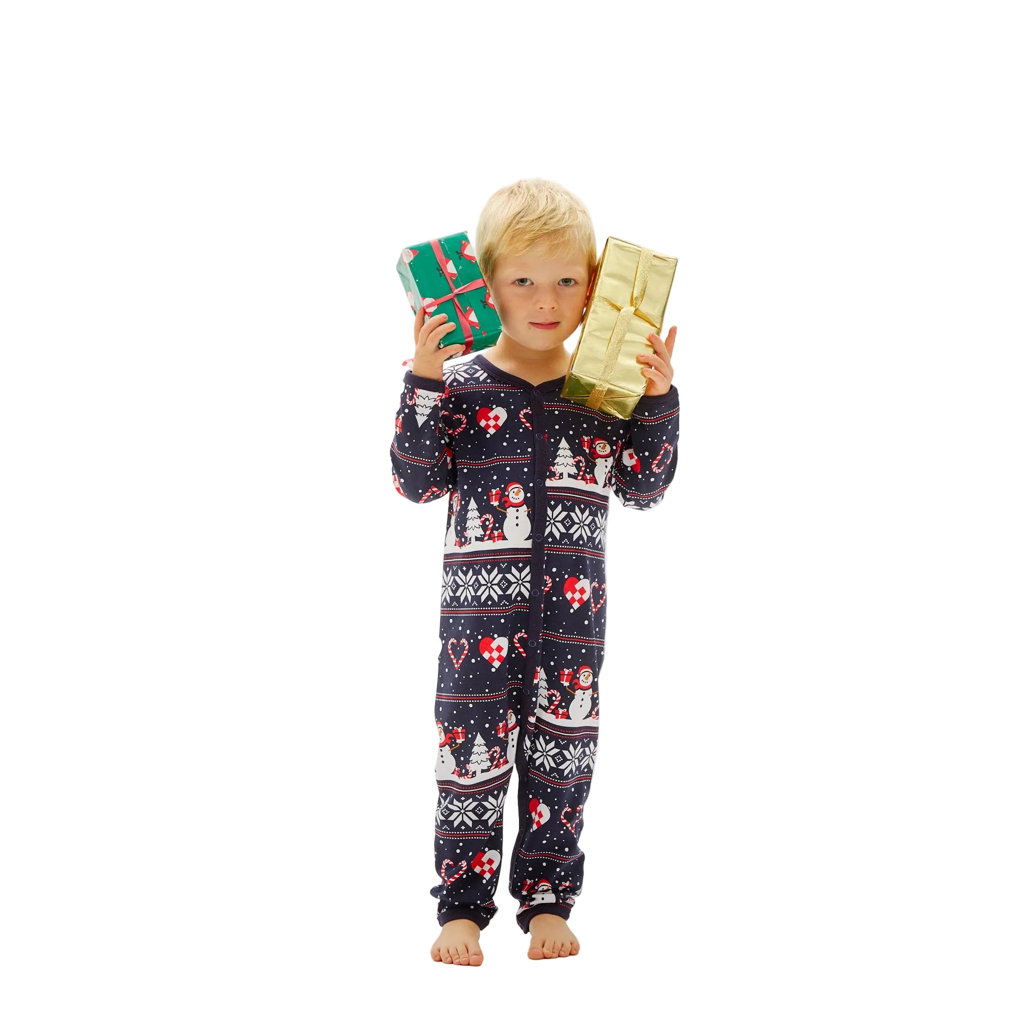 Julehjerte Jumpsuit Navy til baby