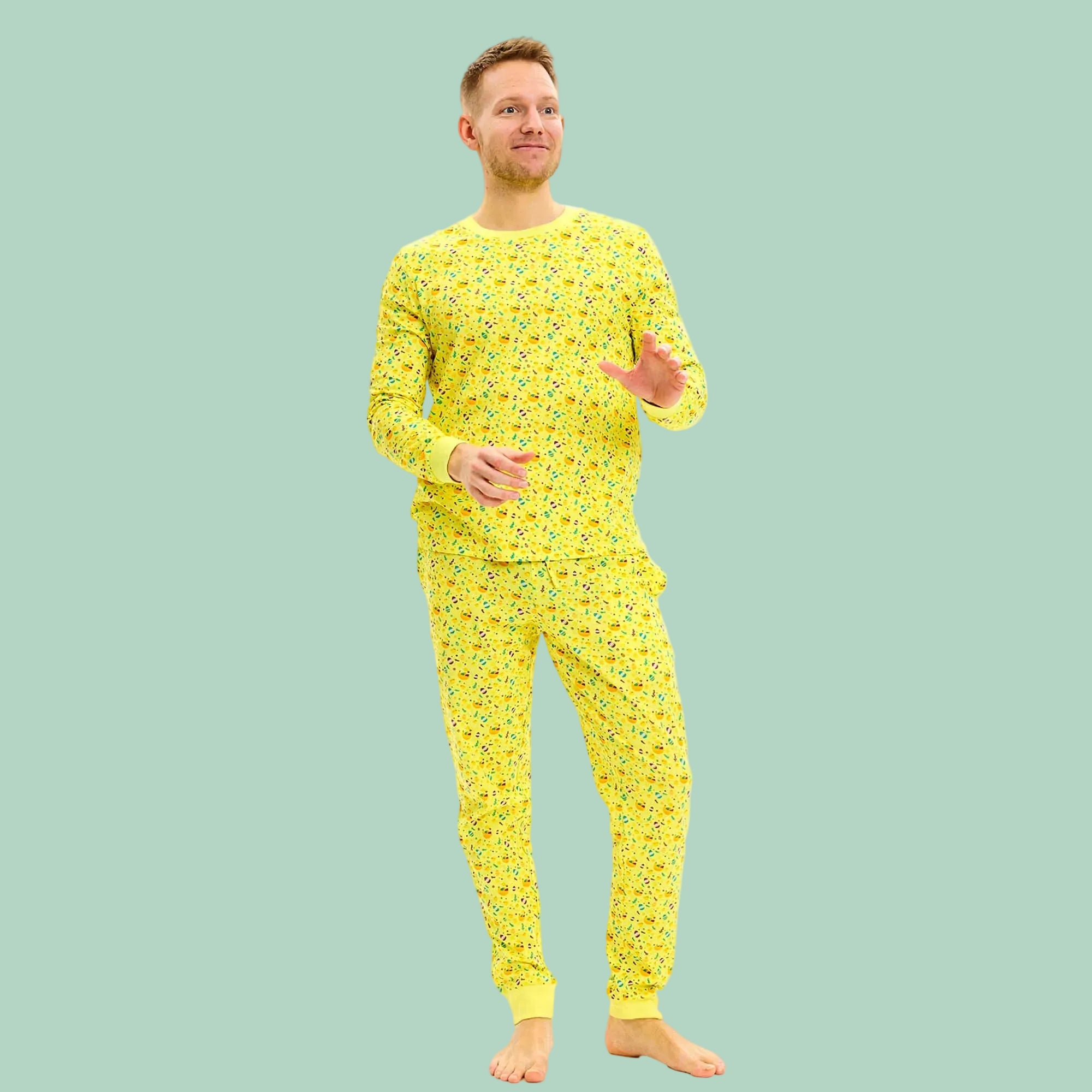 Påskekyllingens Påskepyjamas Gul - Herre.