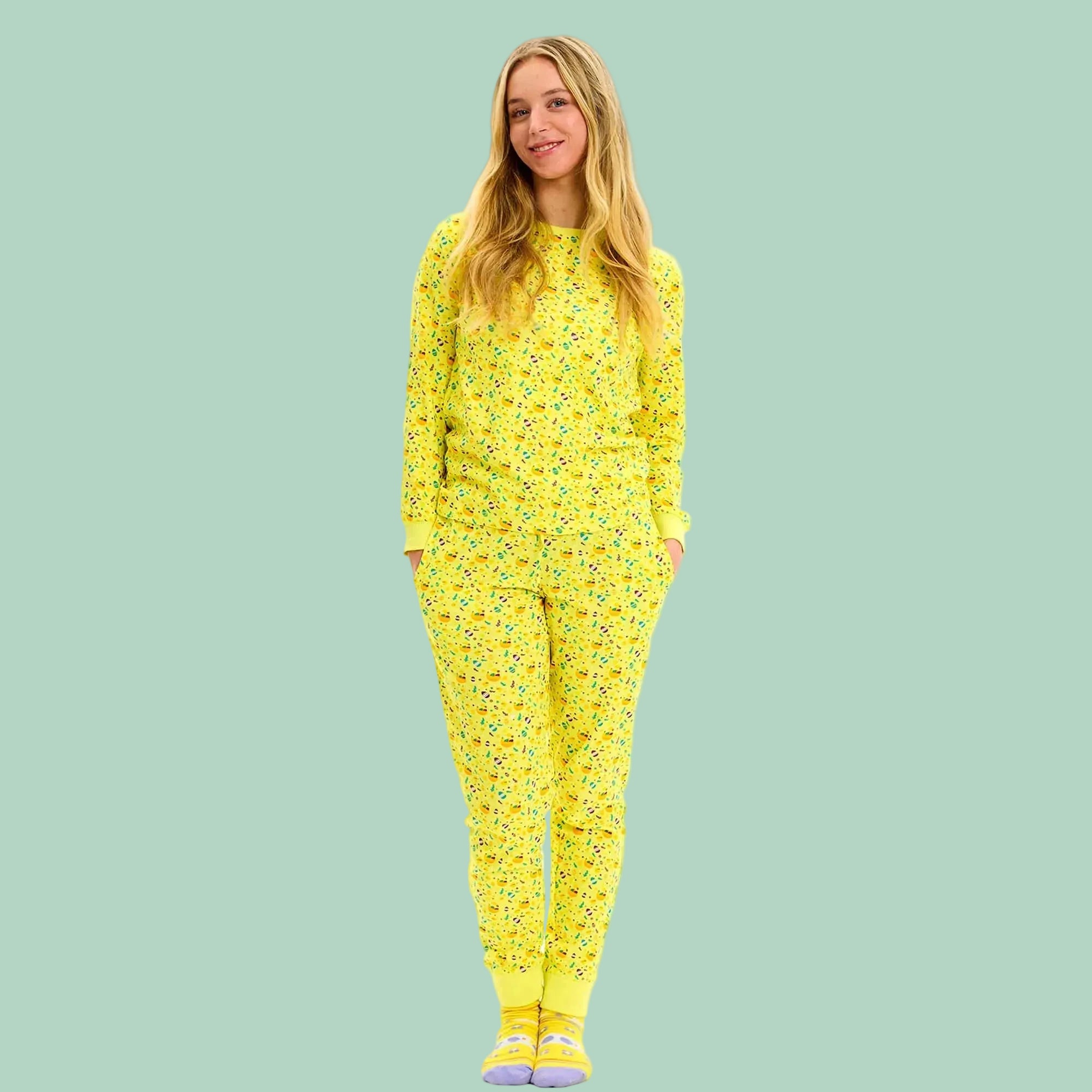 Påskekyllingens Påskepyjamas Gul - Dame.
