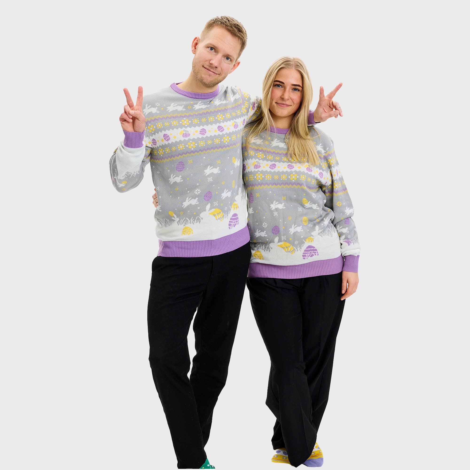 Den Cute Påskesweater Grå - Herre