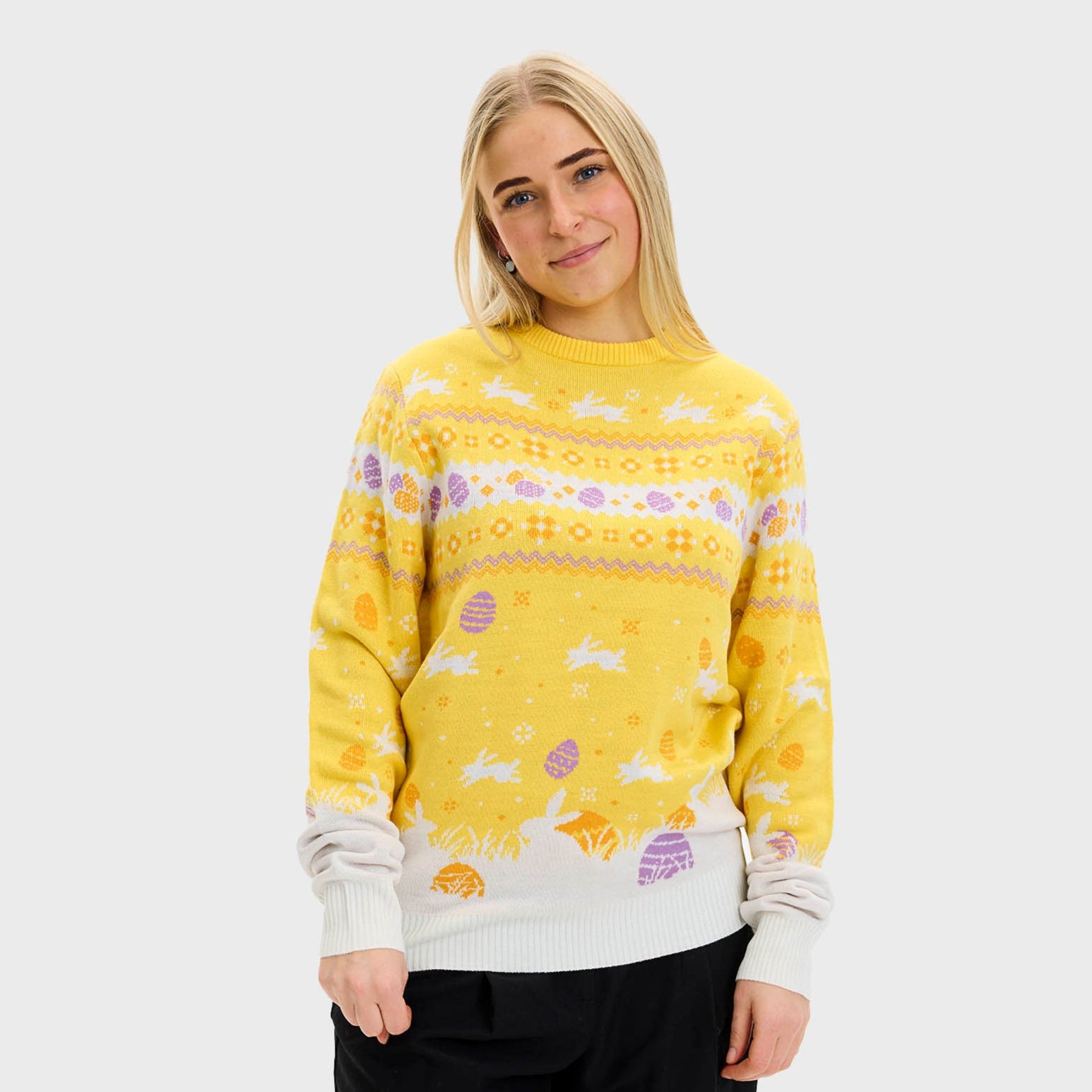 Den Cute Påskesweater Gul - Dame