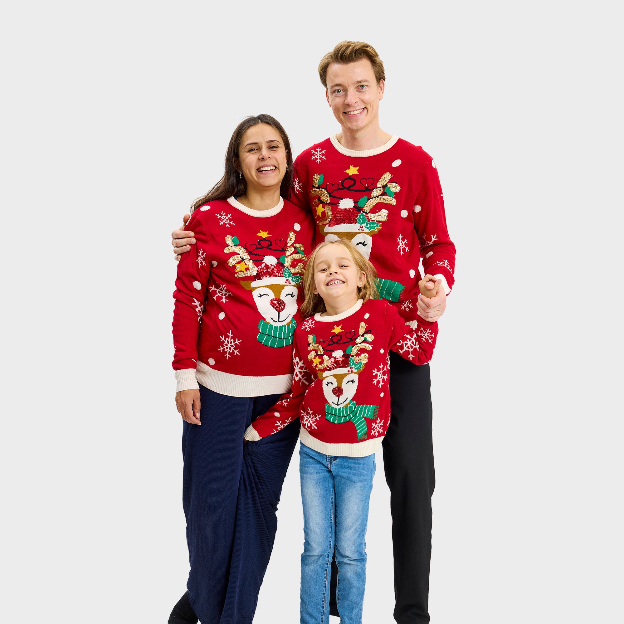 Det søde rensdyrs julesweater med lys - Dame