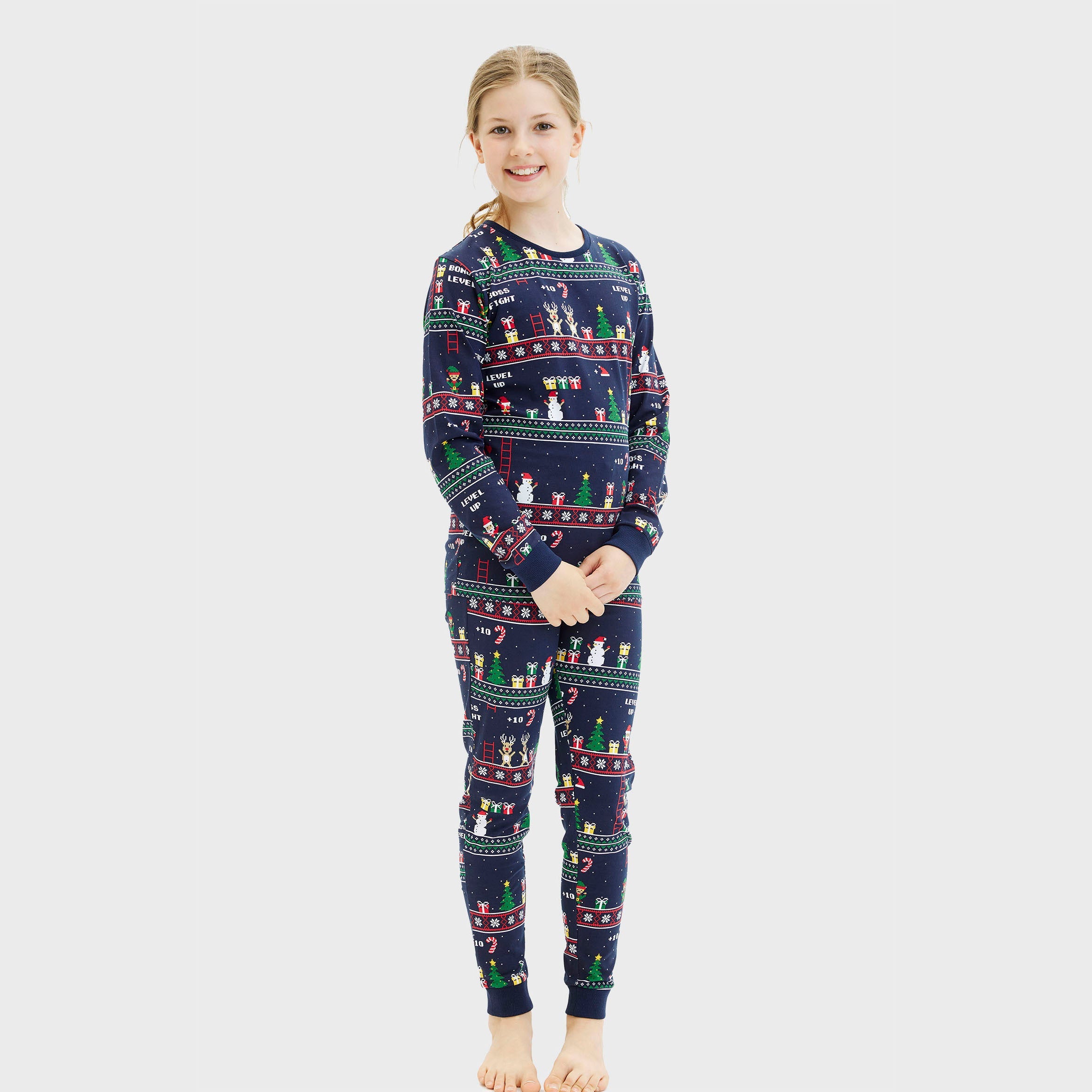 Vintage gamer pyjamas i blå til børn