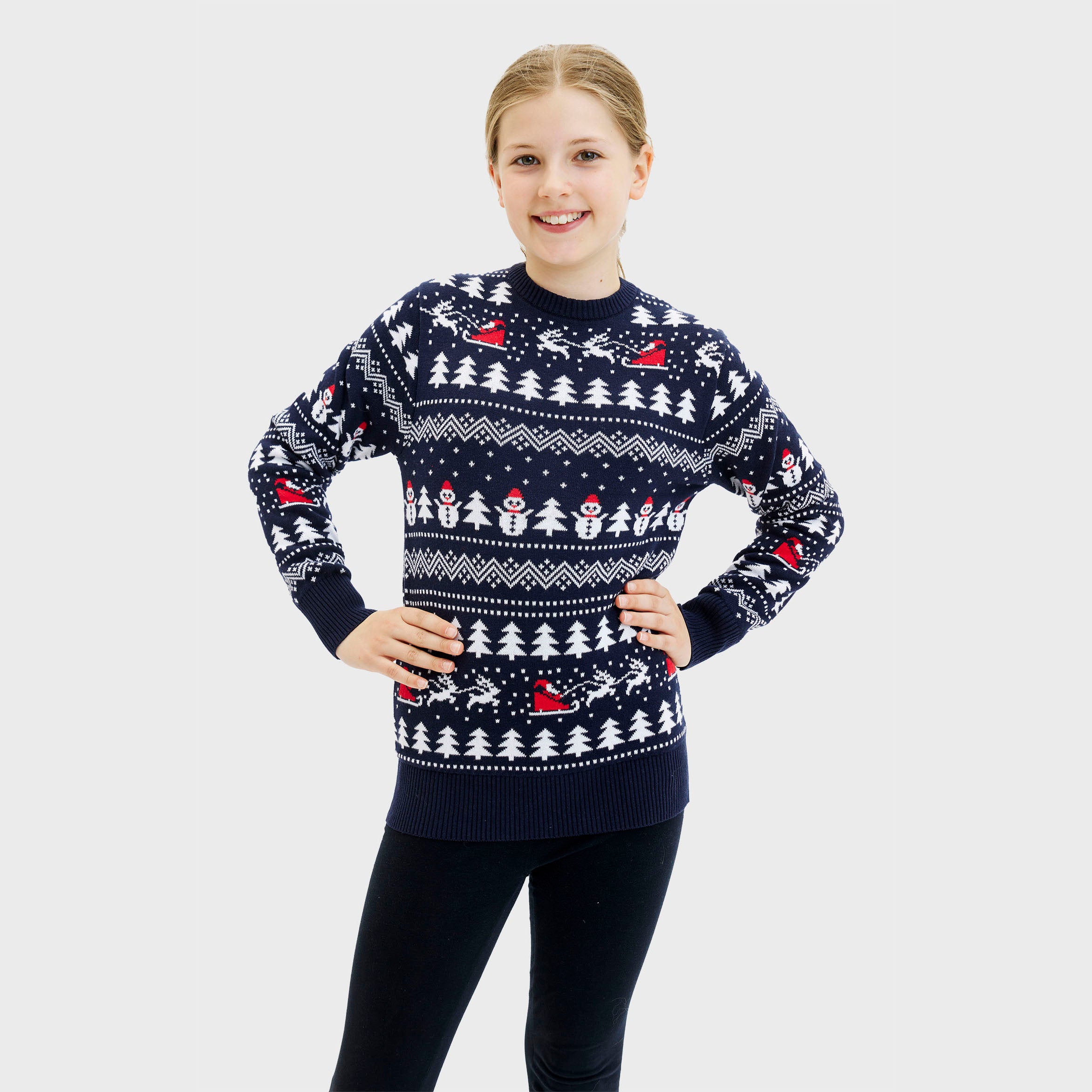 Den Stilede Julesweater i blå til børn