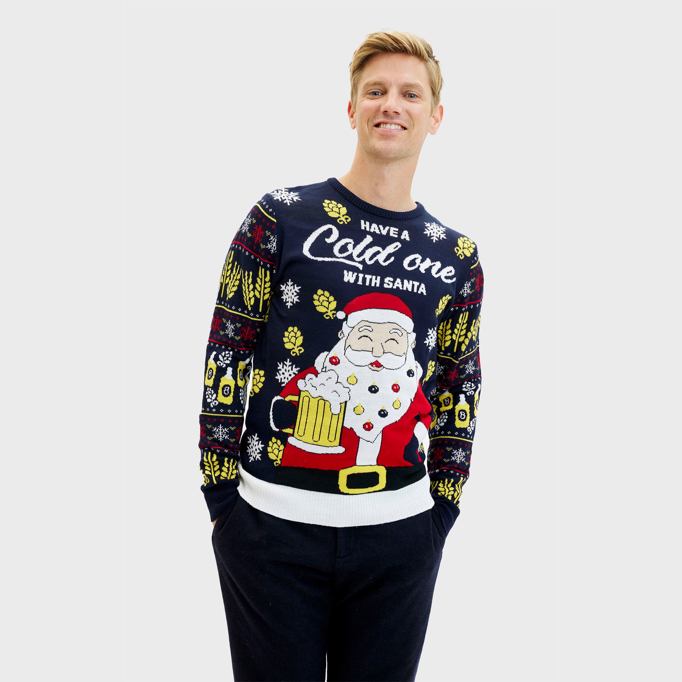 Have A Cold One With Santa med lys i blå til herre