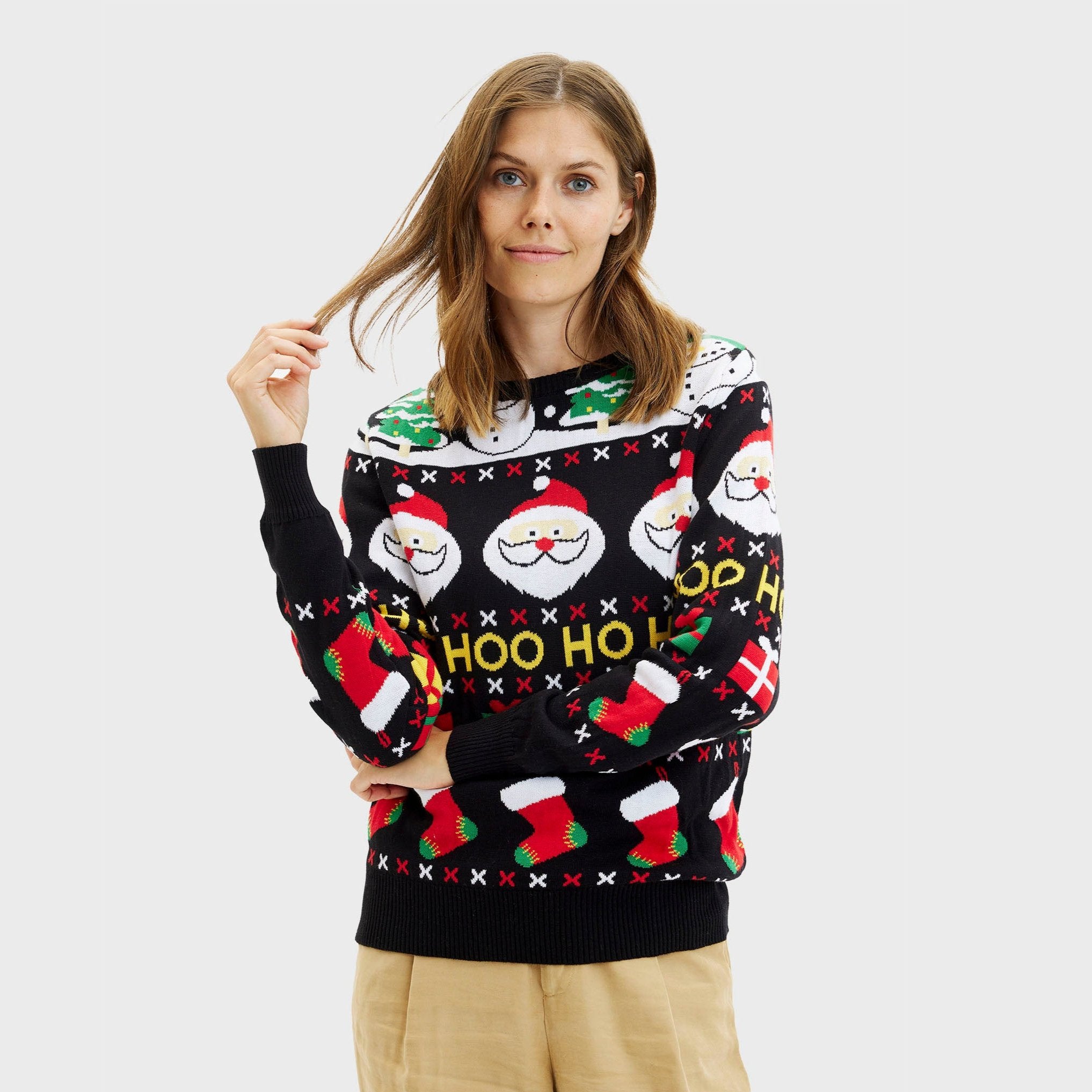 Den Glade Julesweater i sort til dame