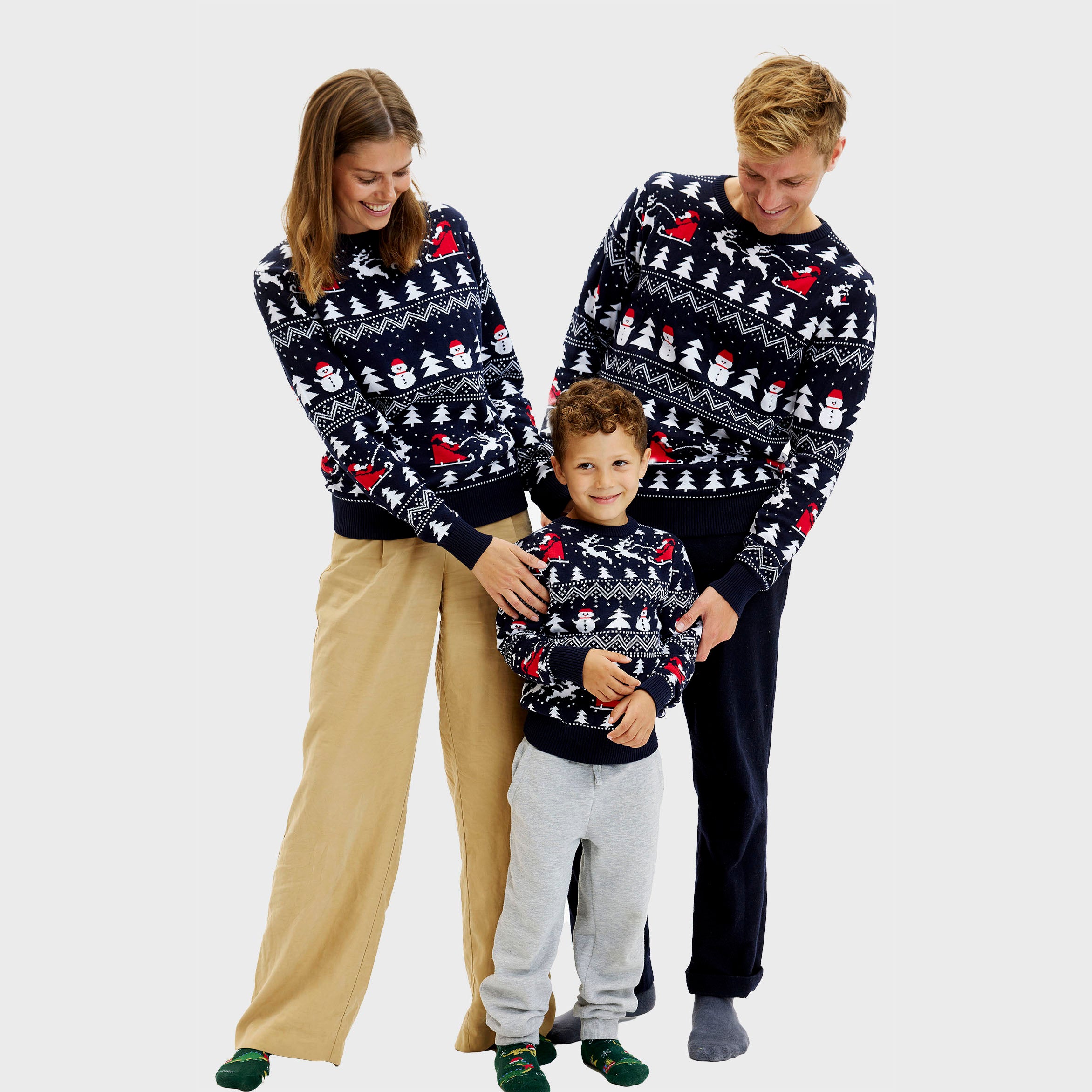 Den Stilede Julesweater i blå til herre