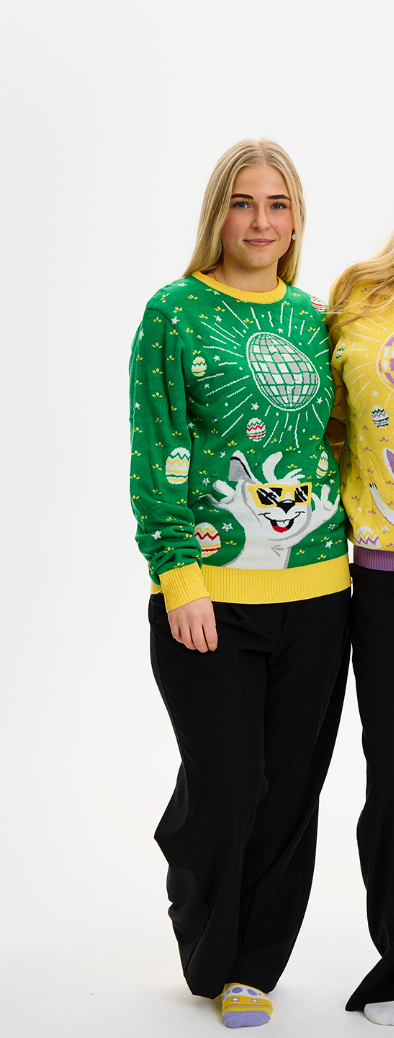 Disco Påskesweater LED Grøn - Dame
