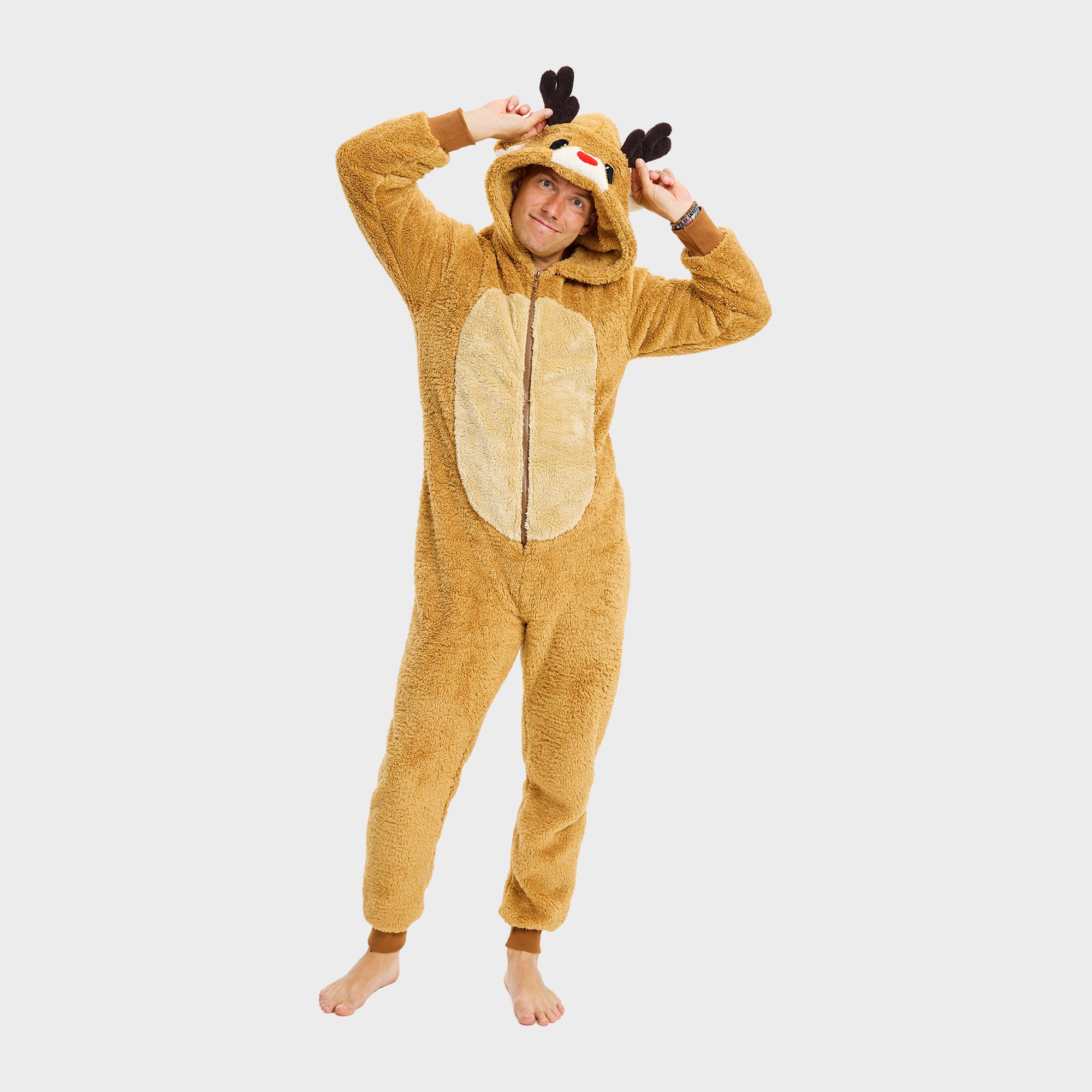 Rensdyr Onesie i brun til herre