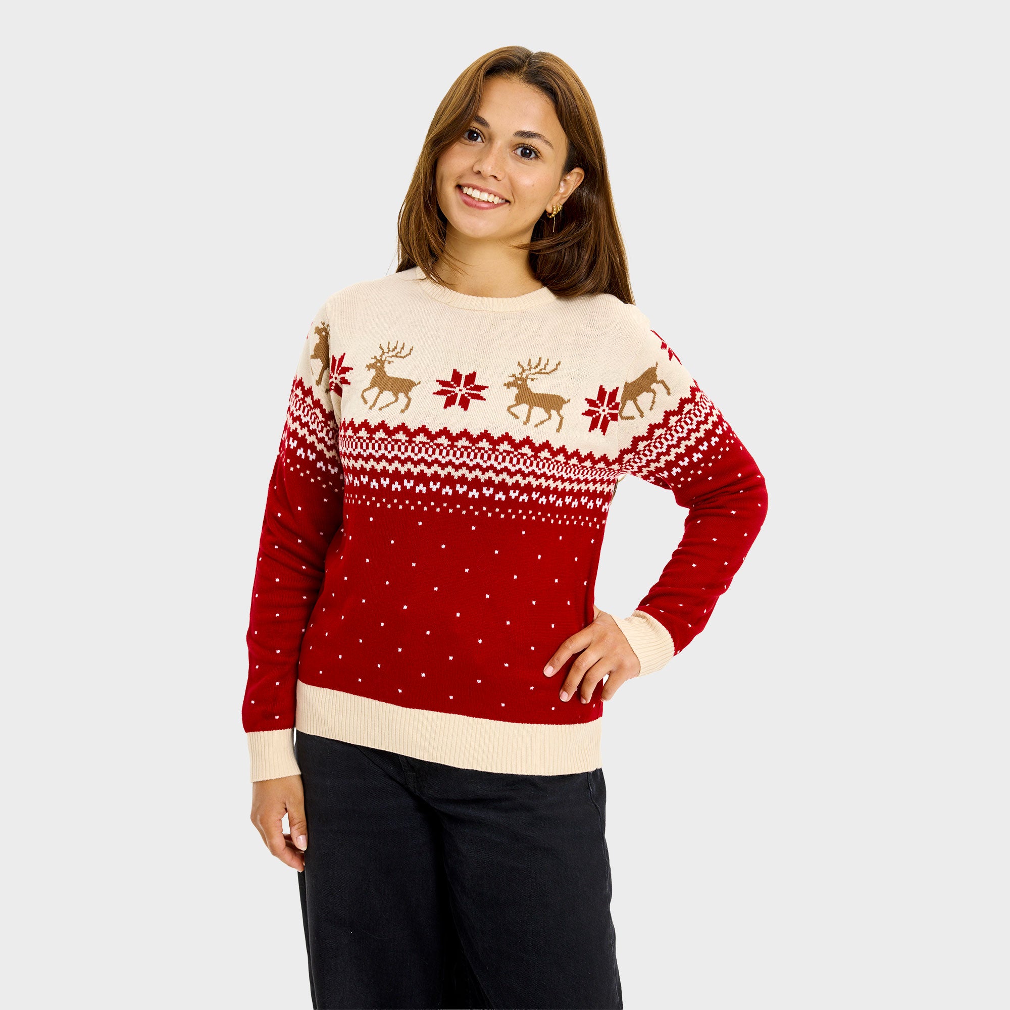 Den perfekte julesweater i rød til dame