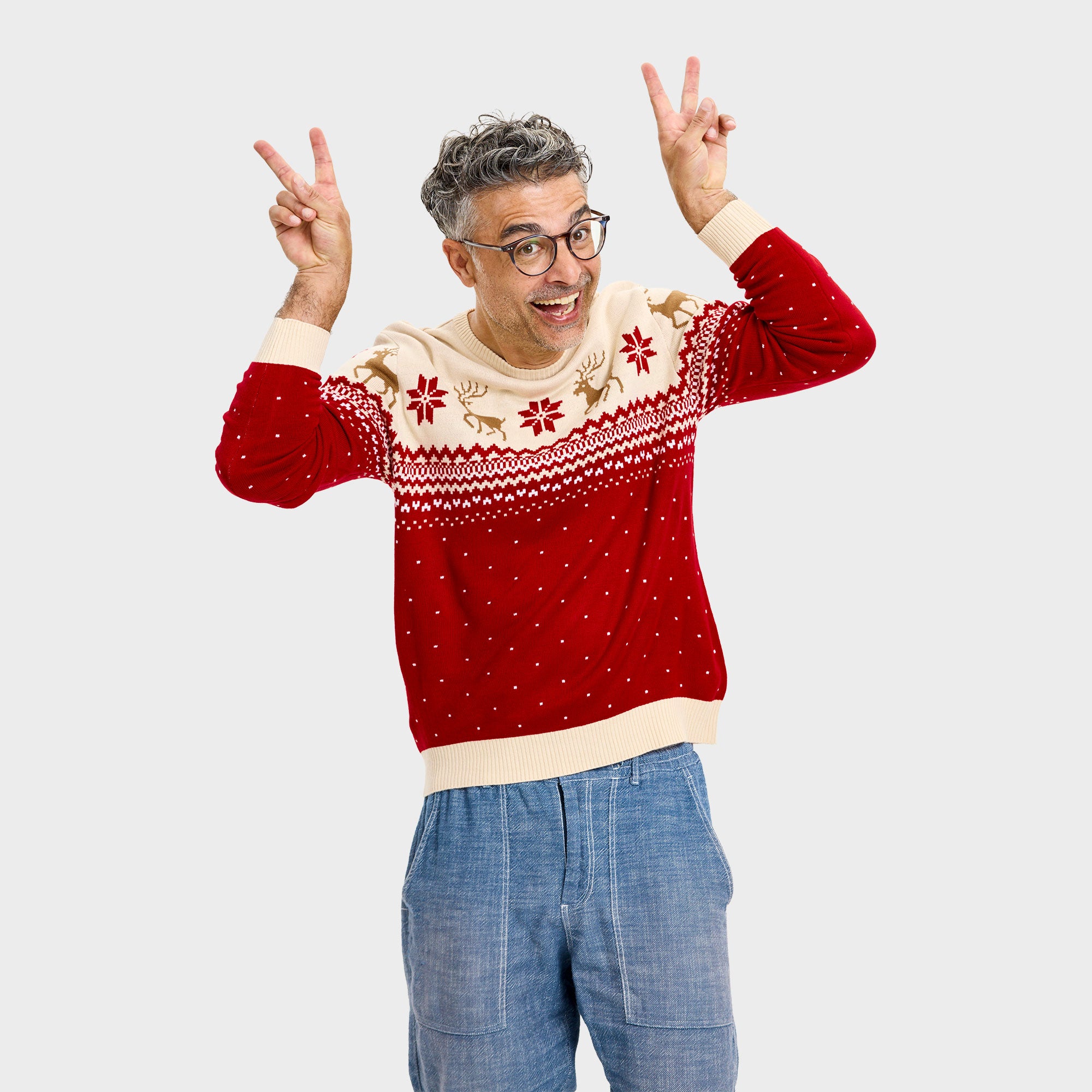 Den perfekte julesweater i rød til herre