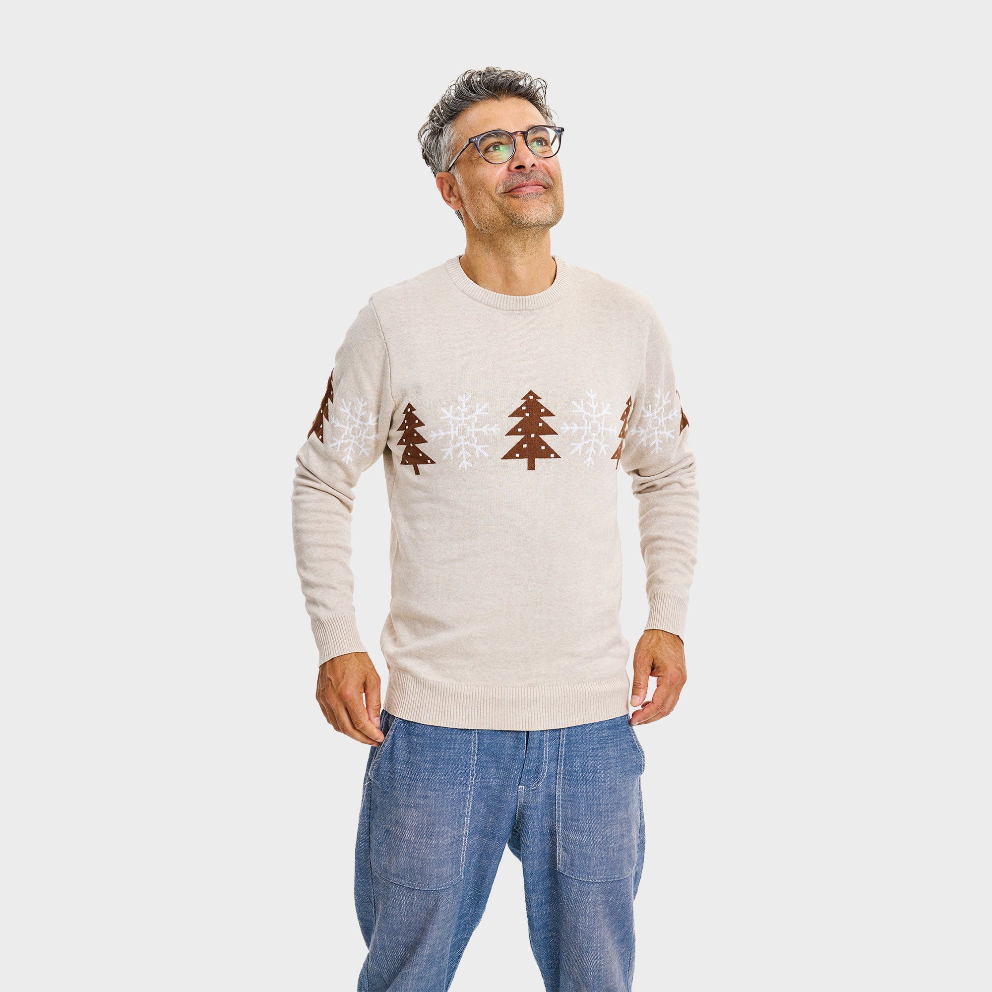 Den beige vintersweater til herre