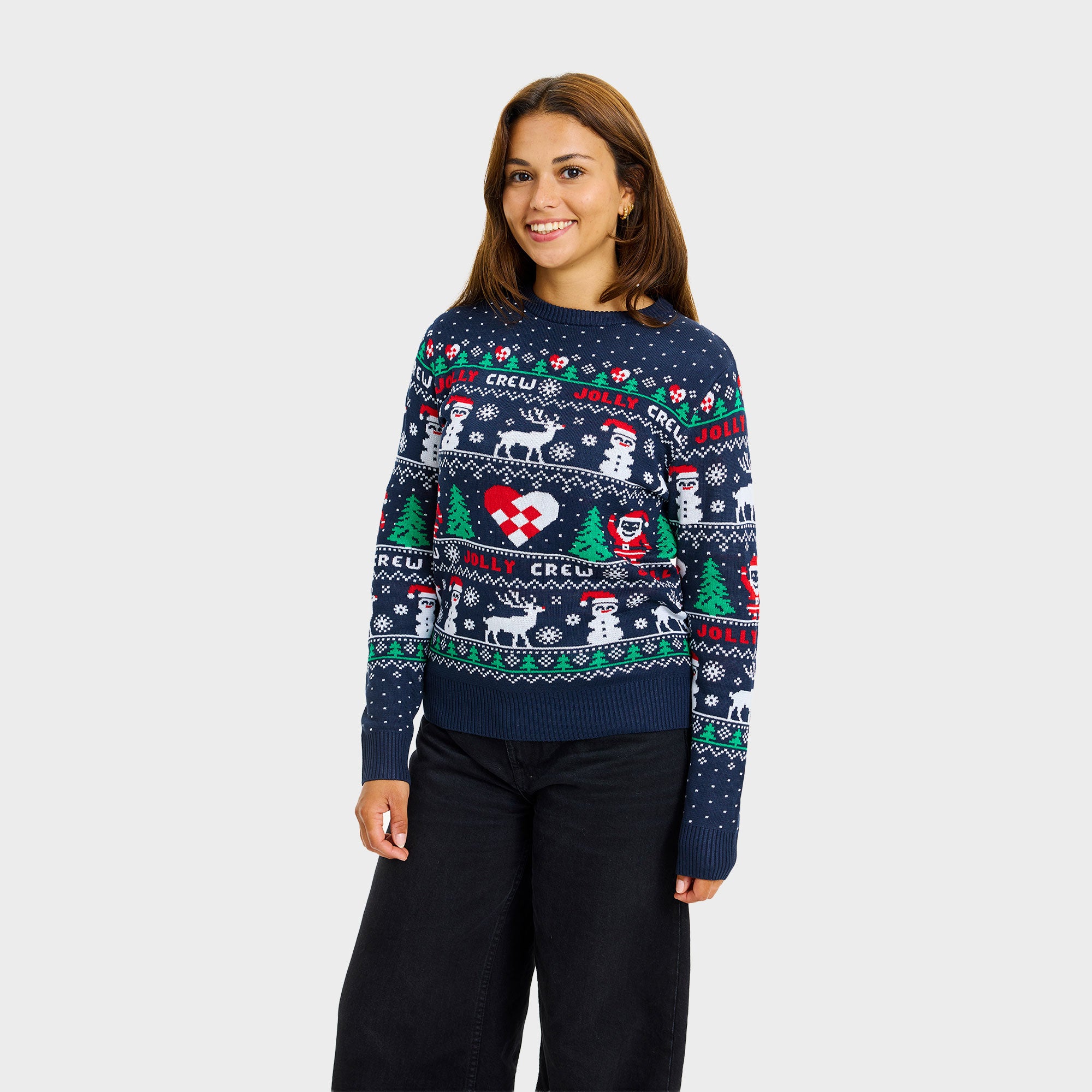 The jolly crew julesweater i blå til dame