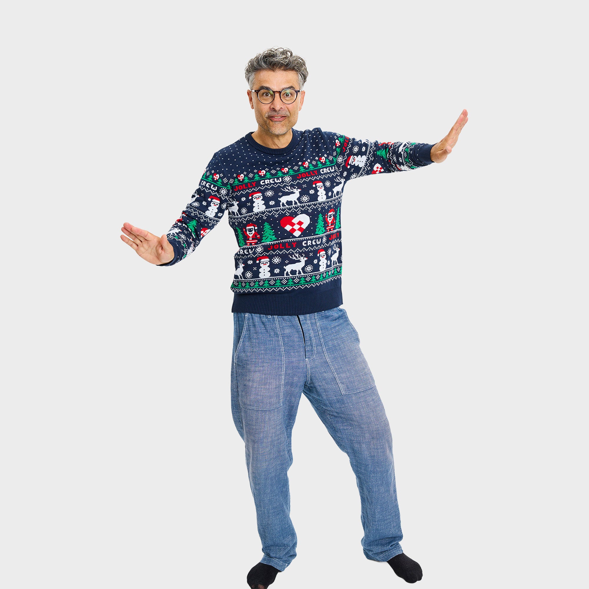 The jolly crew julesweater i blå til herre