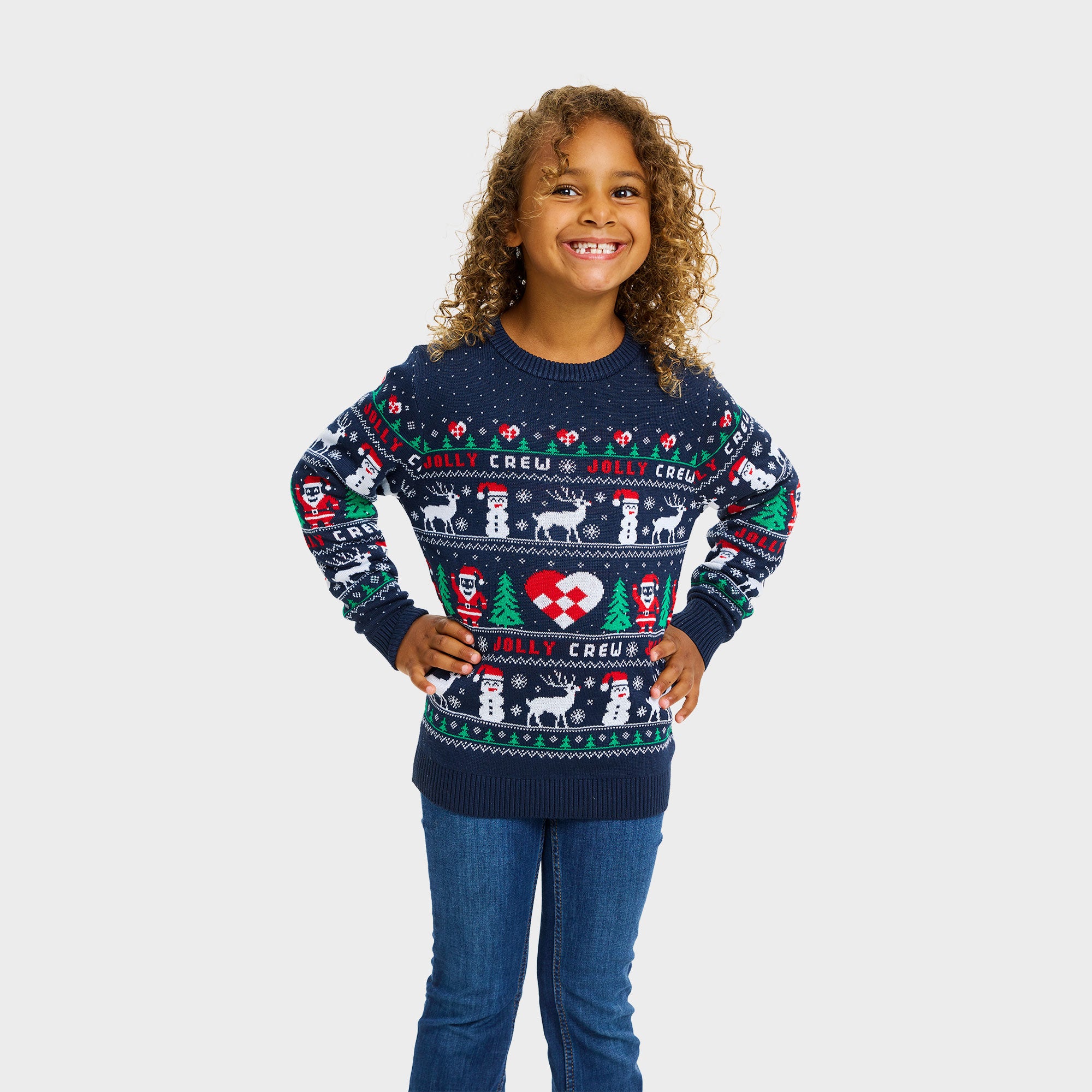 The jolly crew julesweater i blå til børn
