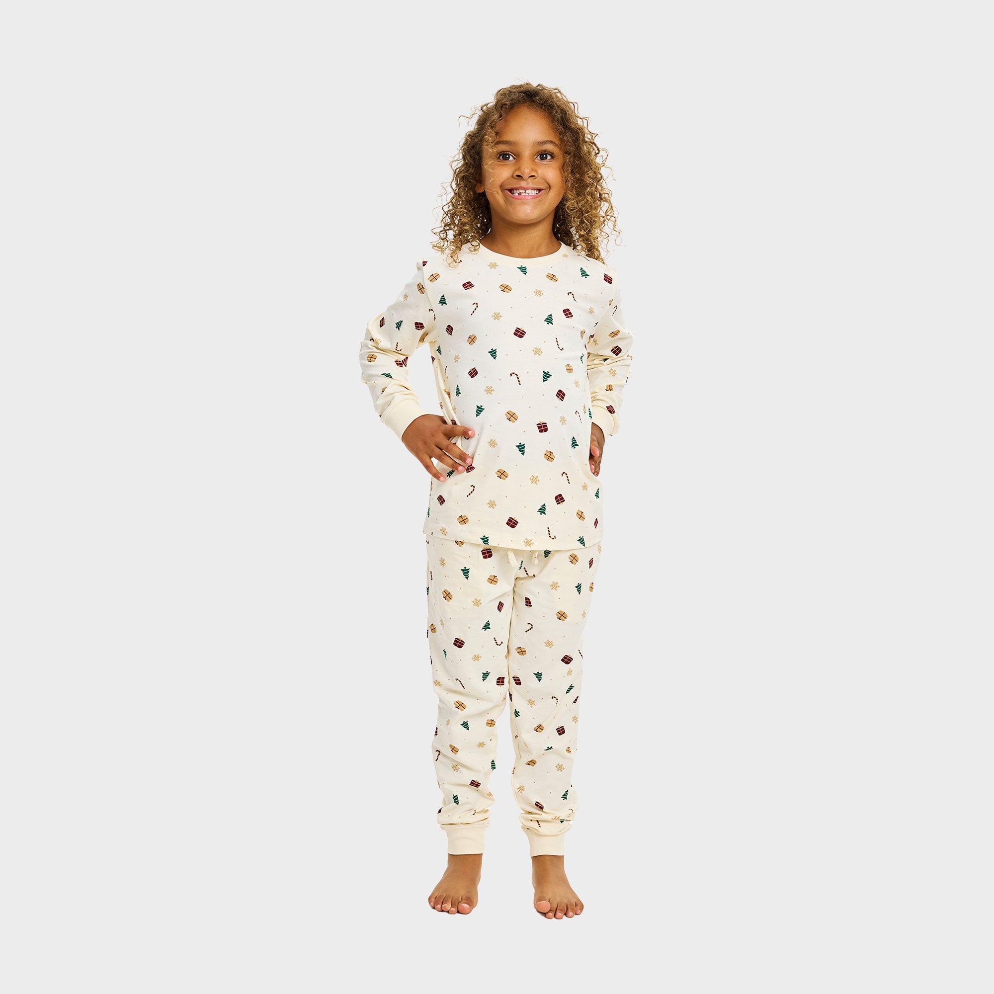Juledrøm julepyjamas beige til børn