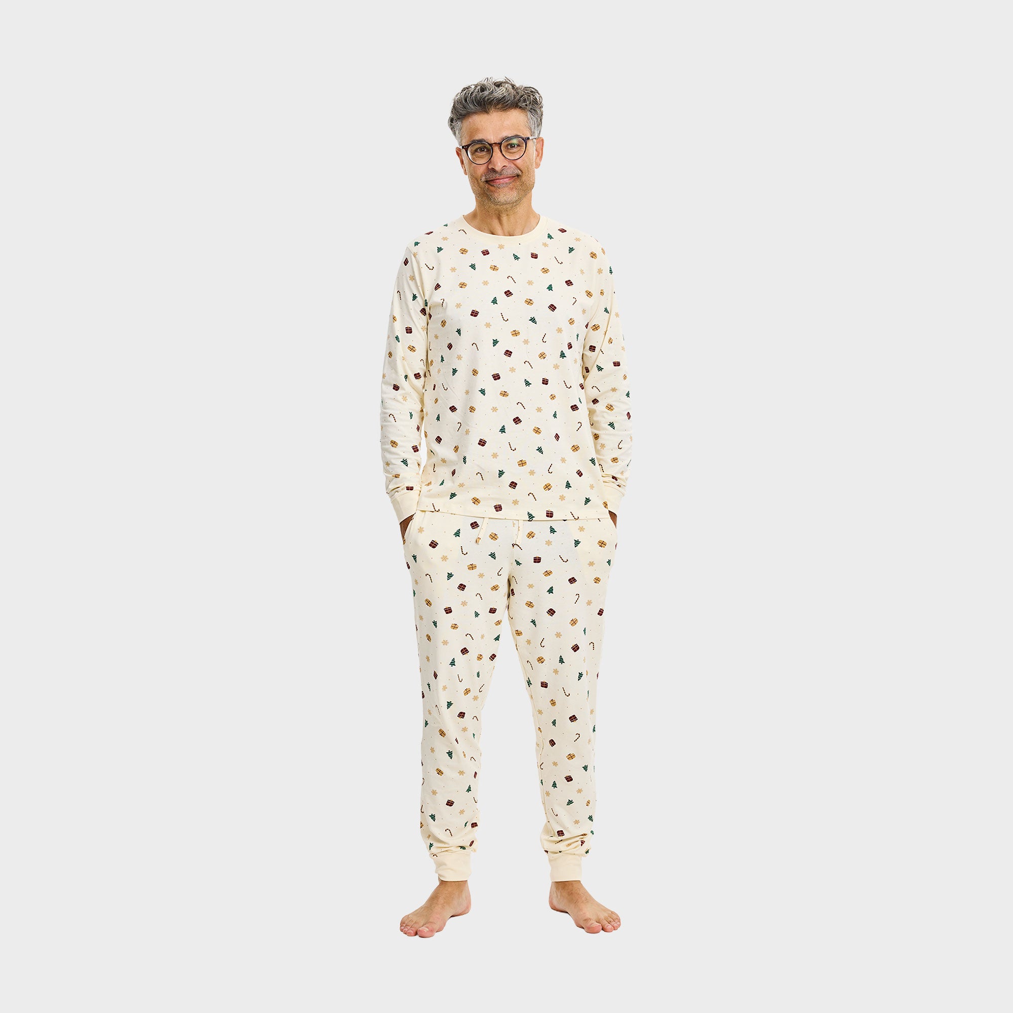 Juledrøm julepyjamas beige til herre