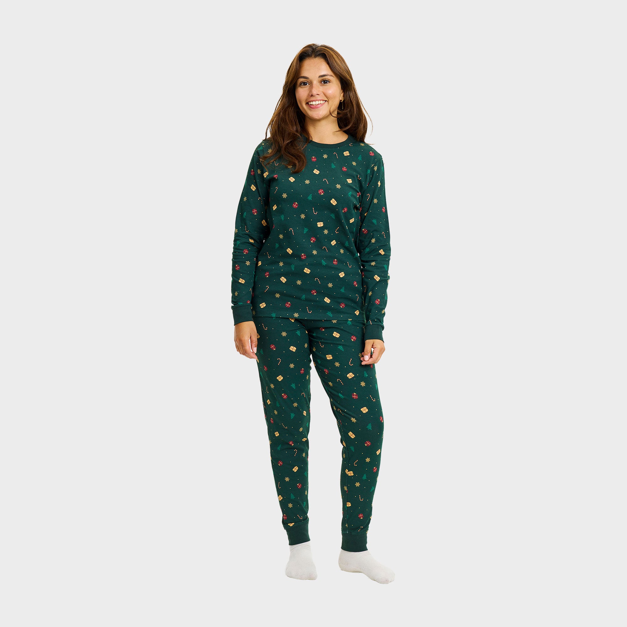Juledrøm julepyjamas grøn til dame
