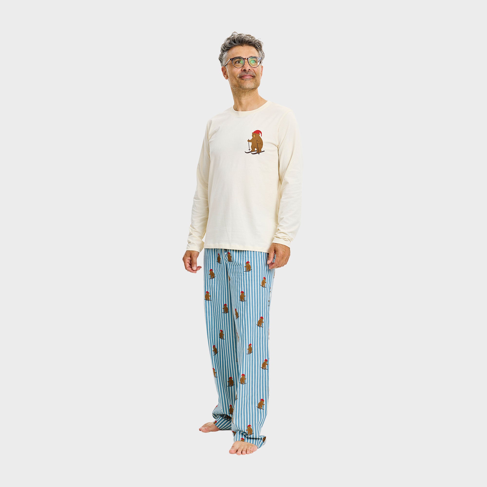 Bjørnens julepyjamas i beige til herre