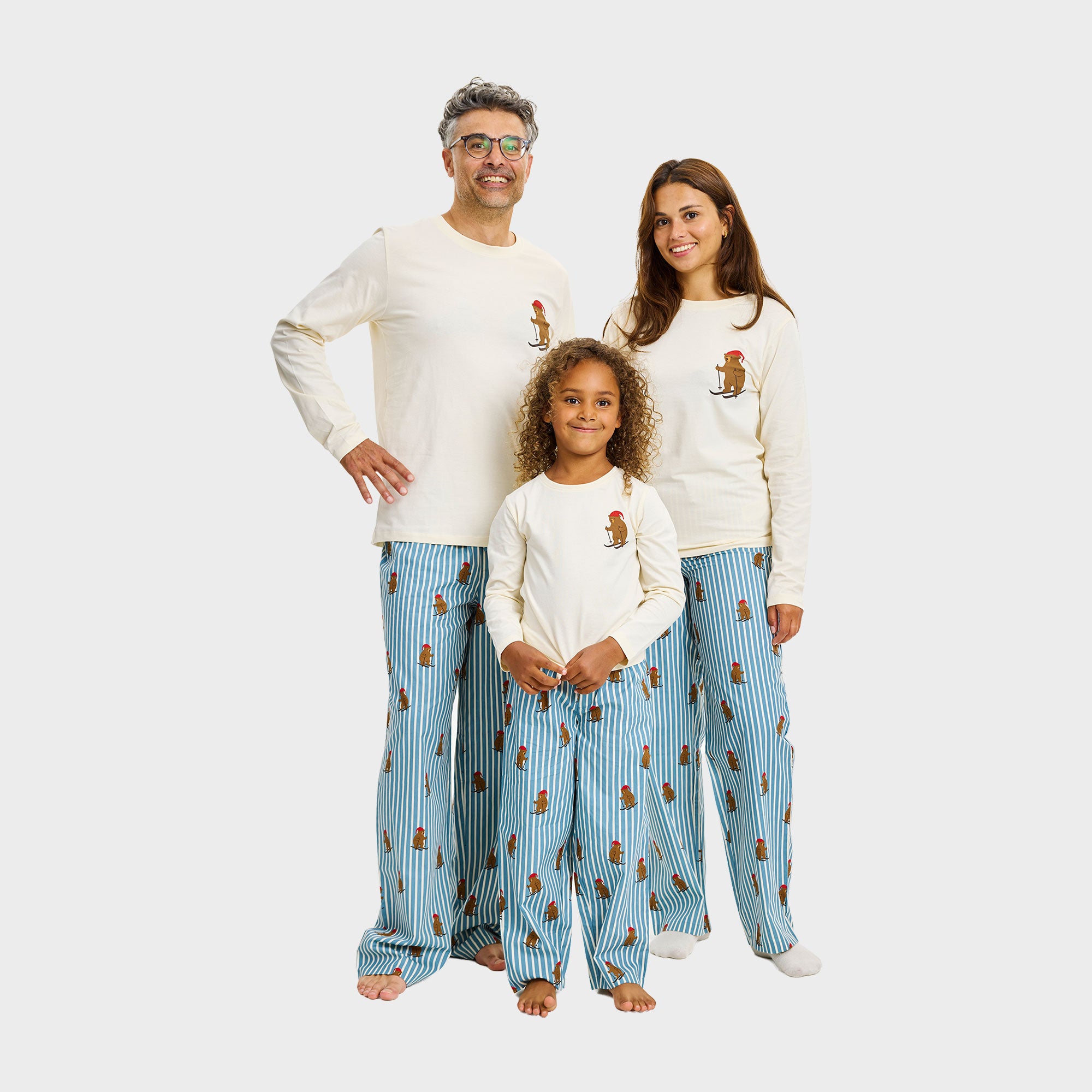 Bjørnens julepyjamas i beige til børn