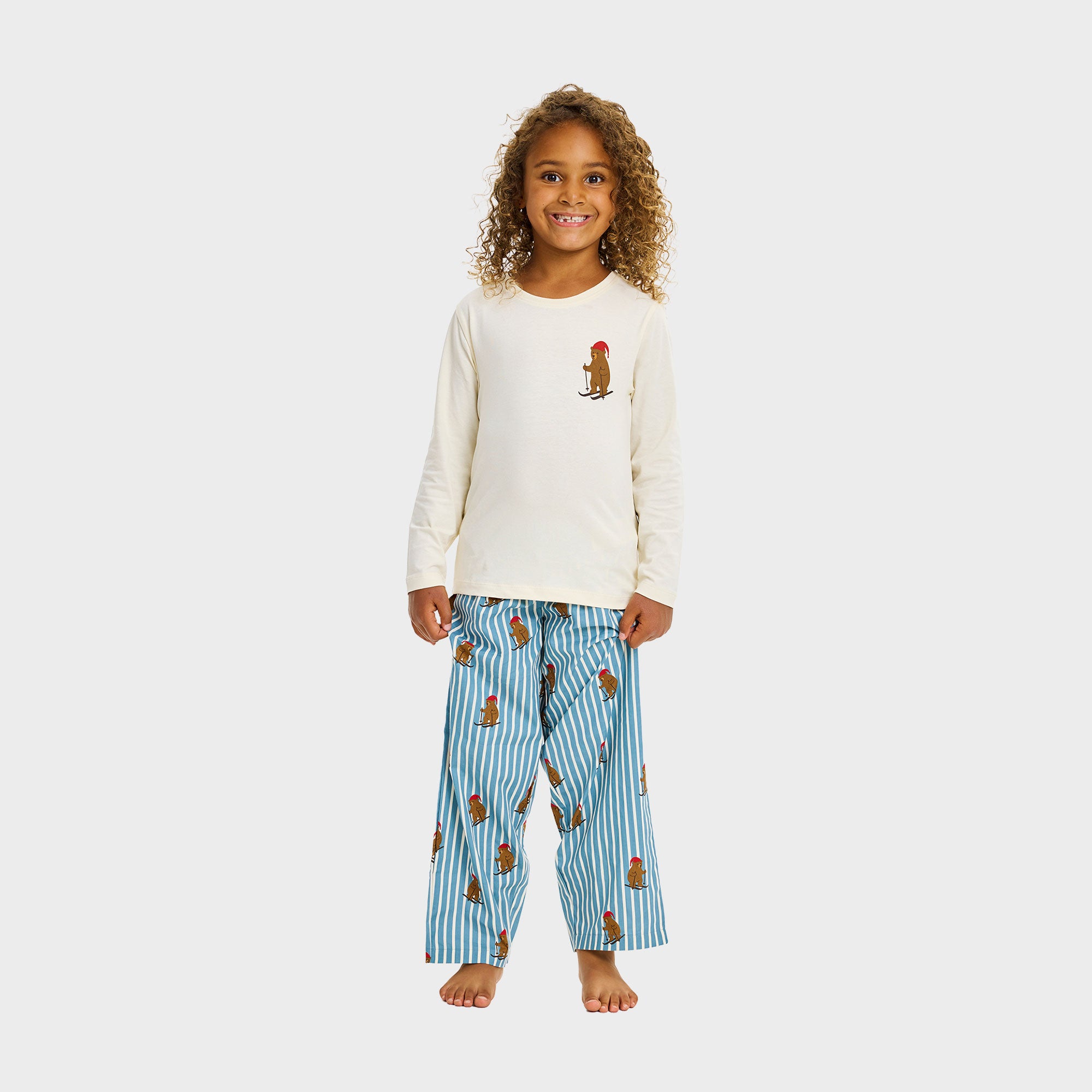 Bjørnens julepyjamas i beige til børn