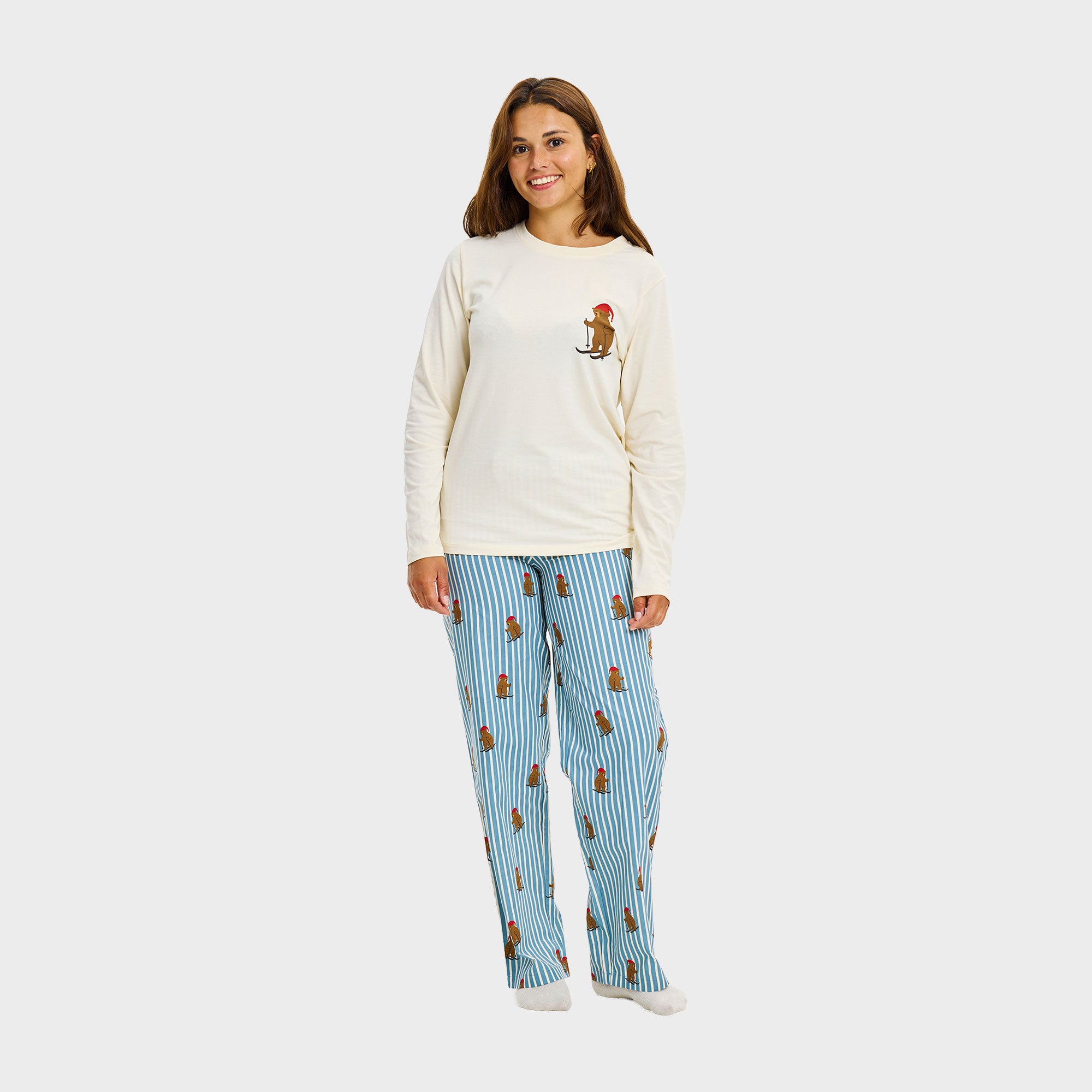 Bjørnens julepyjamas i beige til dame