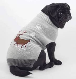 Julesweater til hunde grå med rensdyr - Julesweater