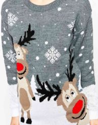 Grå rensdyr lang julesweater