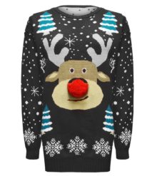 Rudolf med Pompom næse - Lang Julesweater 3d